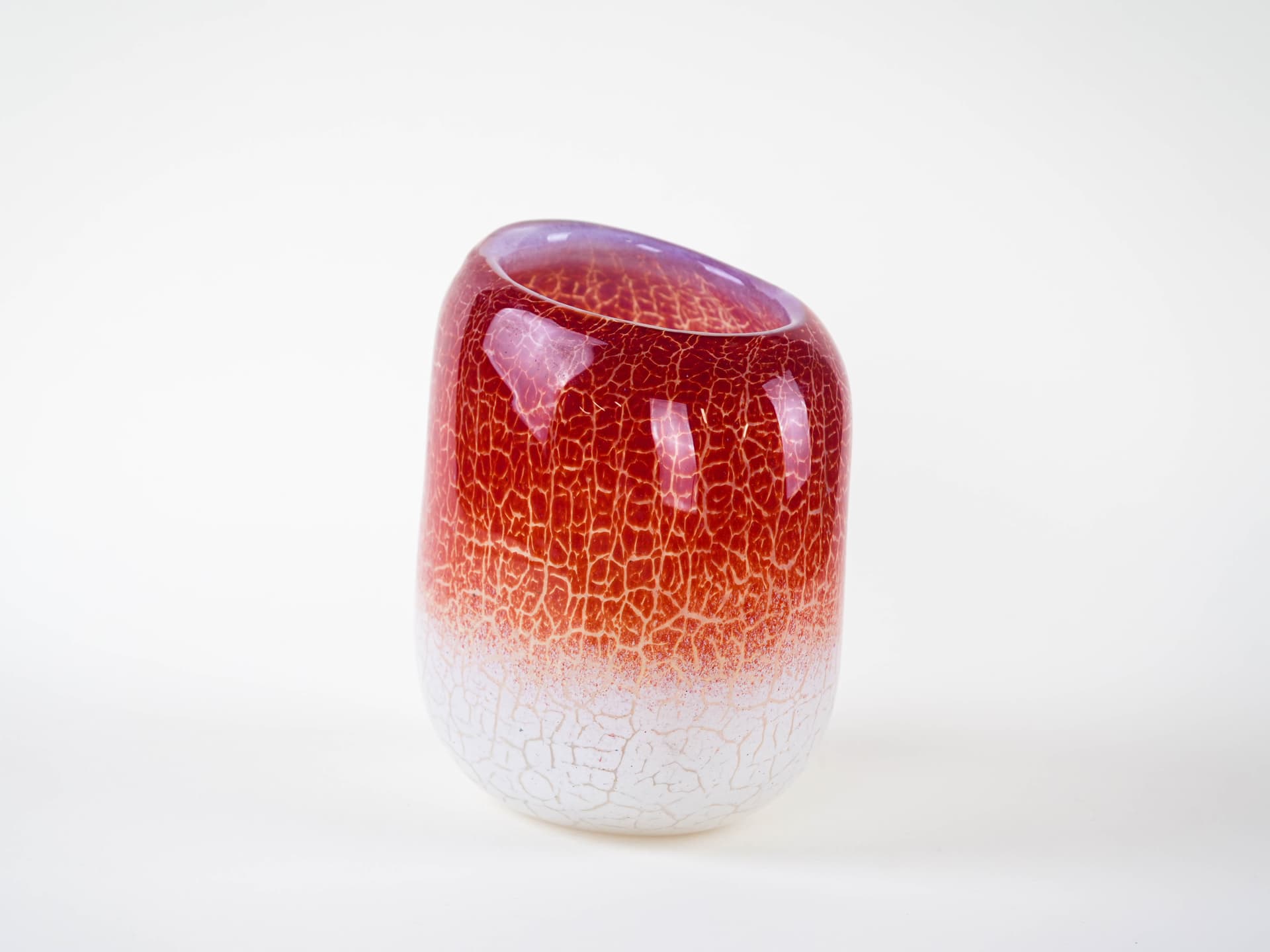 Vase, red-white glass, Holmegaard, Denmark, 1970s. - 332059