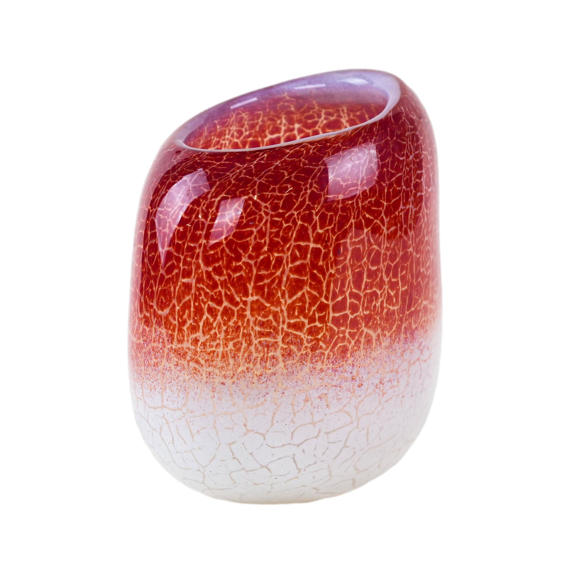 Vase, red-white glass, Holmegaard, Denmark, 1970s.