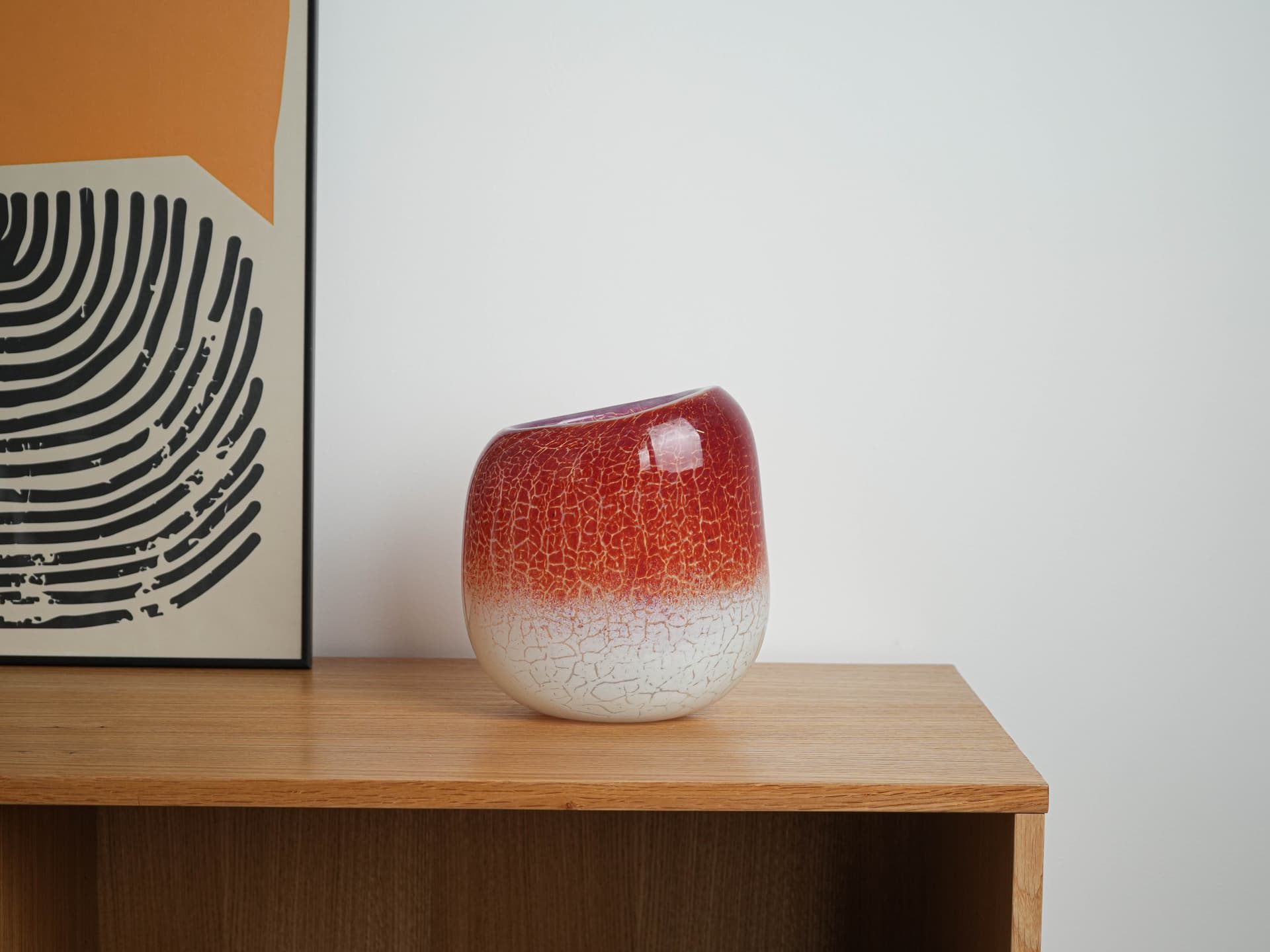 Vase, red-white glass, Holmegaard, Denmark, 1970s. - 332063