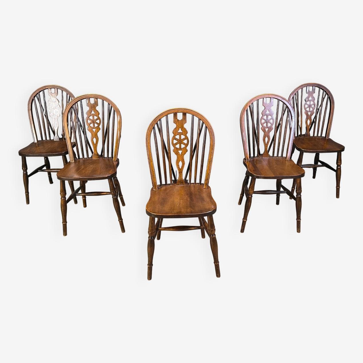 Set of five Ercol dining chairs, brown, beech, elm, United Kingdom, 1950s - 332089