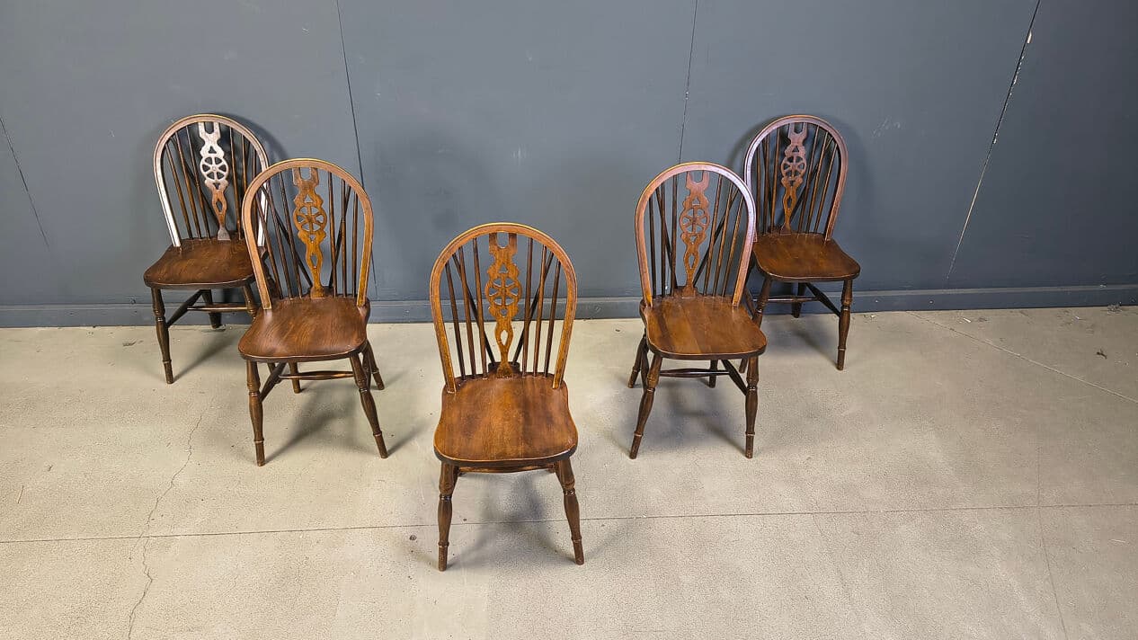 Set of five Ercol dining chairs, brown, beech, elm, United Kingdom, 1950s - 332096