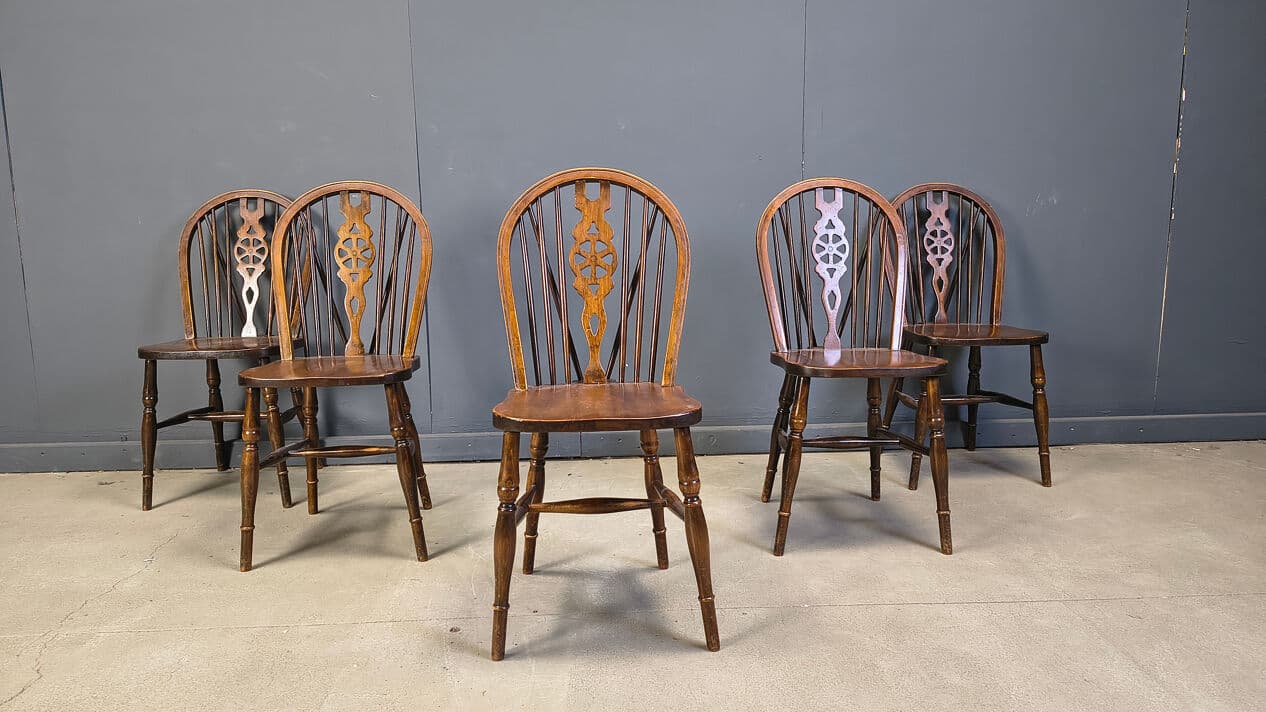 Set of five Ercol dining chairs, brown, beech, elm, United Kingdom, 1950s - 332090