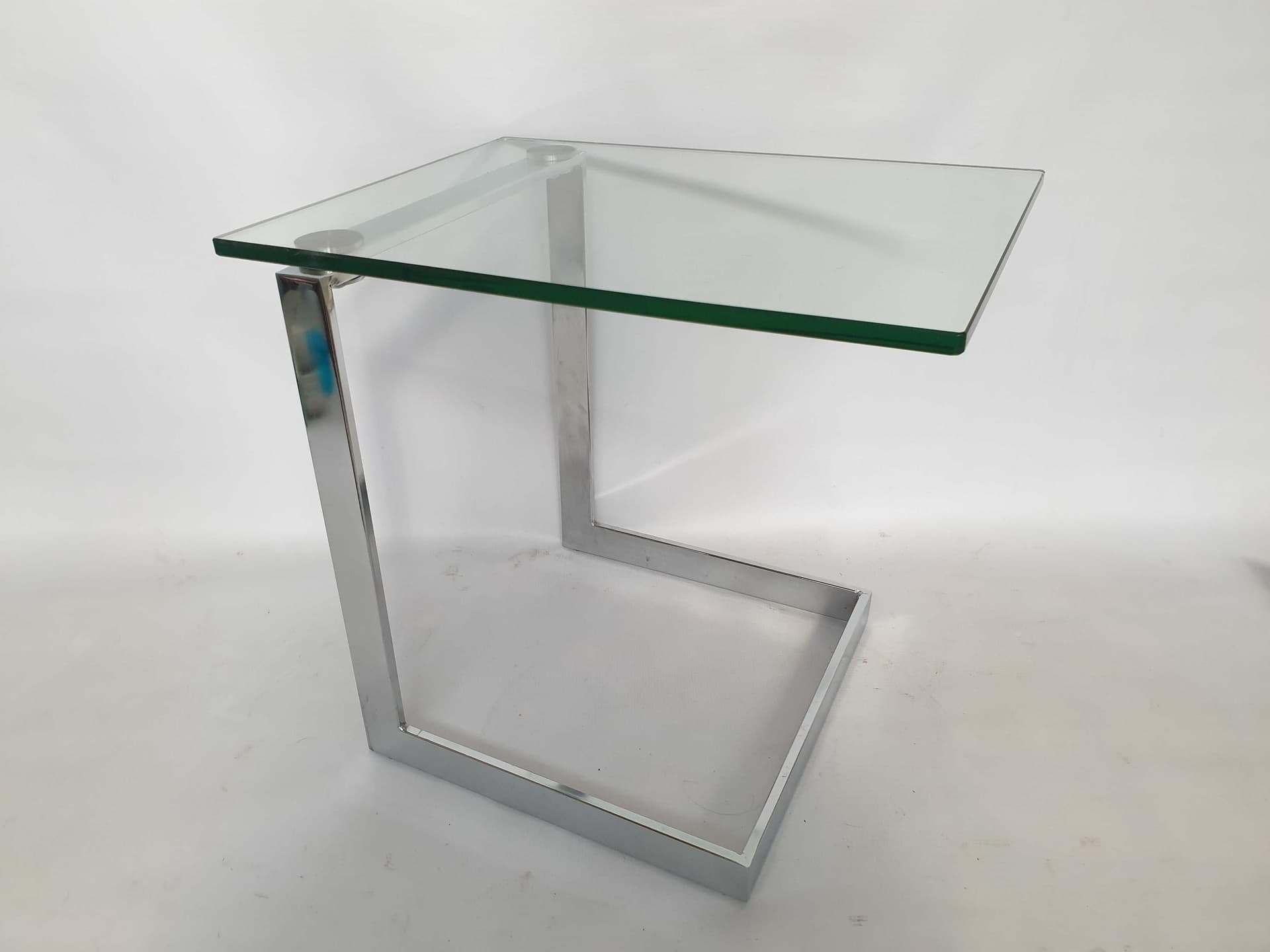 Stolik GEBRA 37x49 cm, szkło transparentne, stal chromowana, XXI w. - 332393
