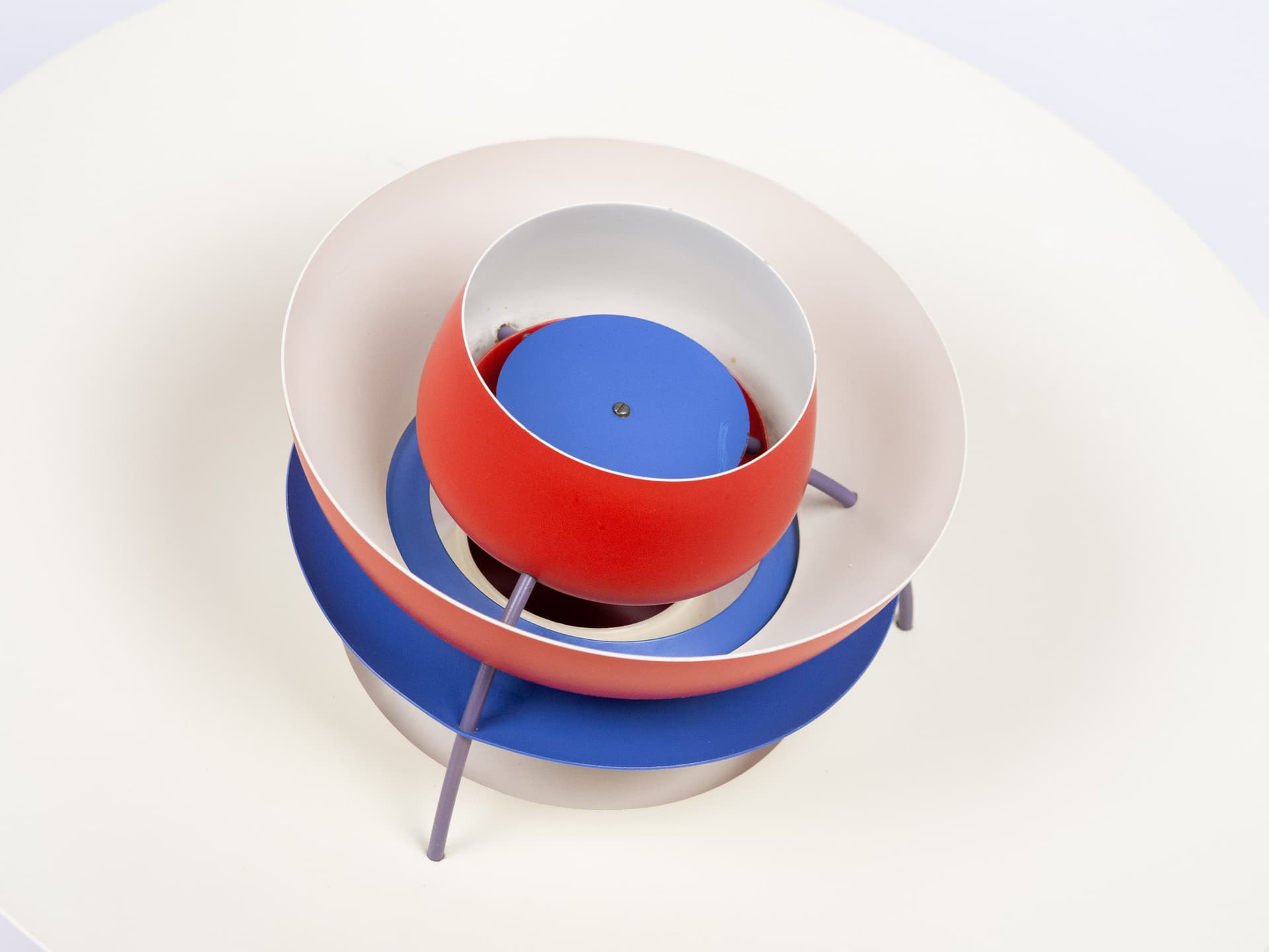Pendant lamp PH 5, red aluminium, by P. Henningsen, Louis Poulsen, Denmark, 1960s. - 332283