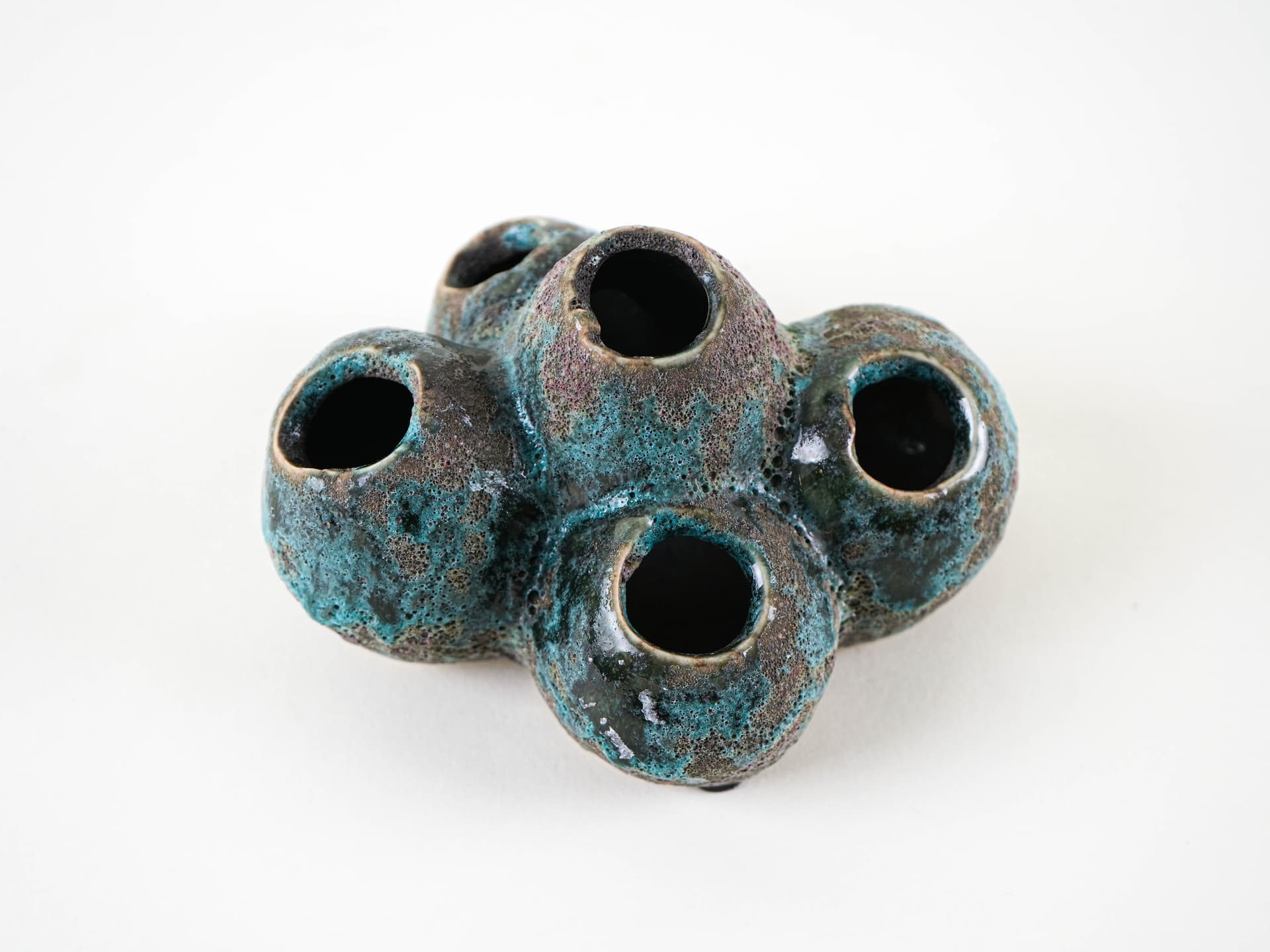 Wazon flower frog, wielokolorowy, ceramika, Dania, lata 60. - 332300