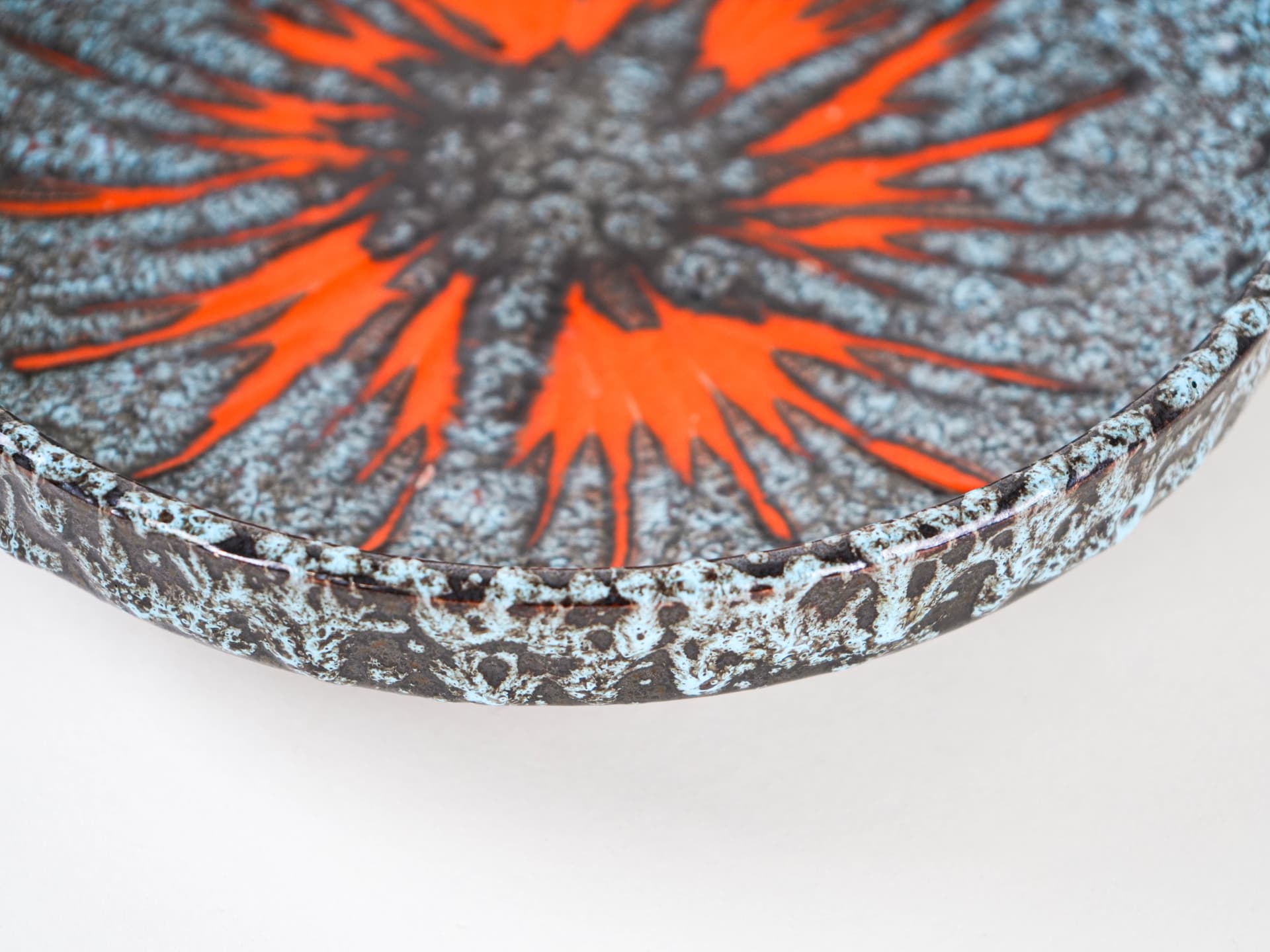 Plate Fat Lava, black, turquoise, orange, ceramics, Germany, 1960s. - 332318