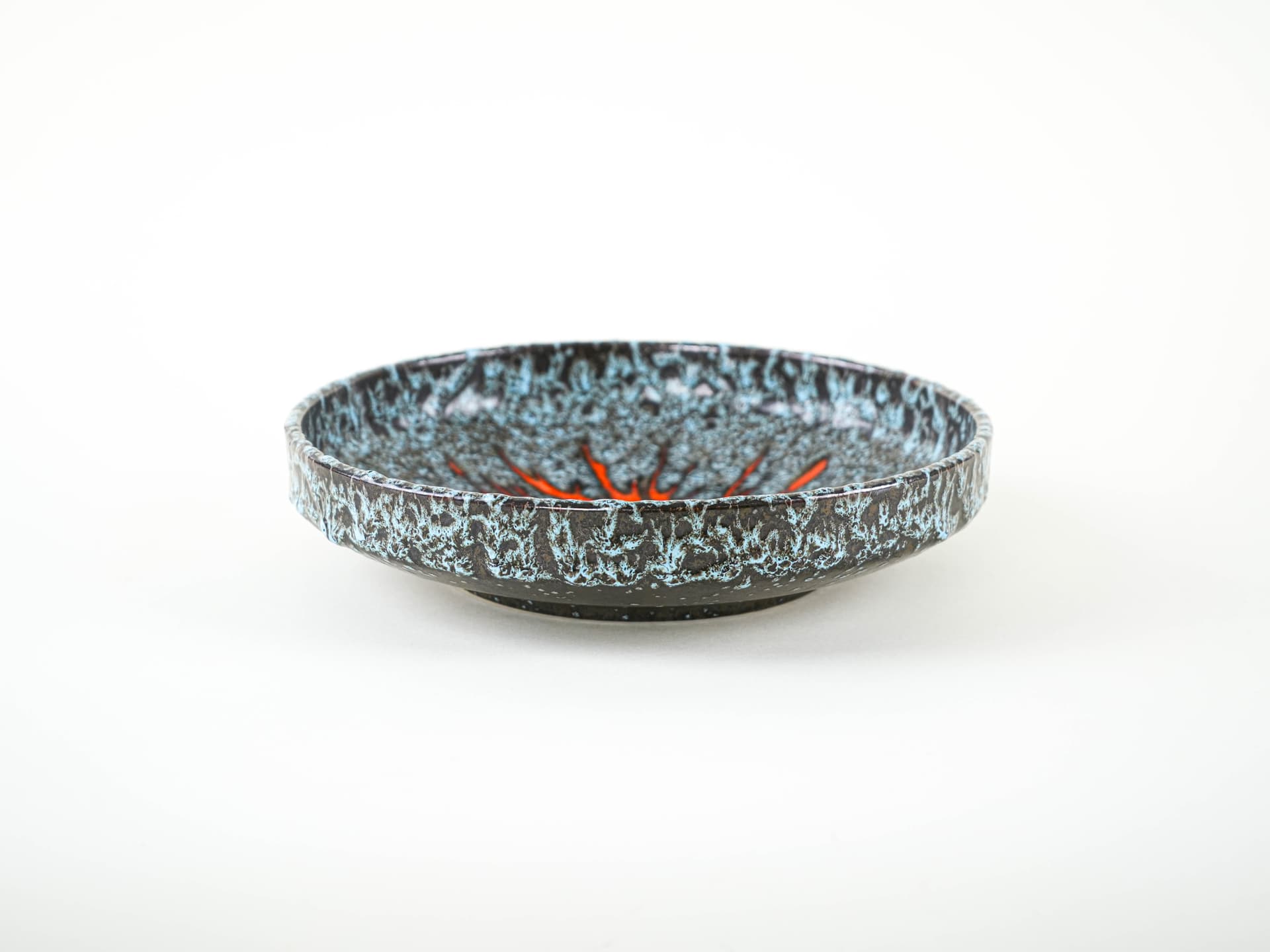 Plate Fat Lava, black, turquoise, orange, ceramics, Germany, 1960s. - 332317