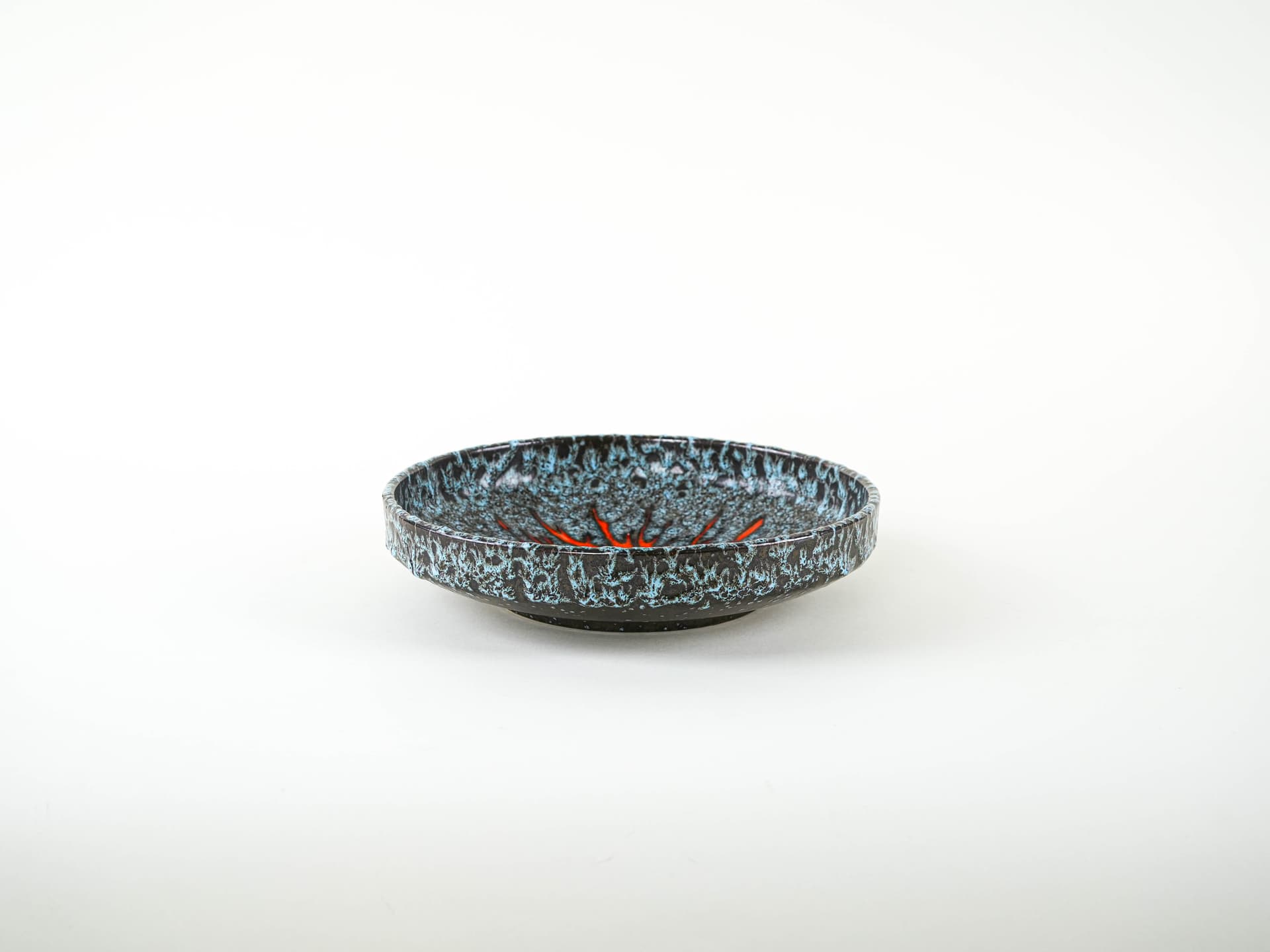 Plate Fat Lava, black, turquoise, orange, ceramics, Germany, 1960s. - 332315