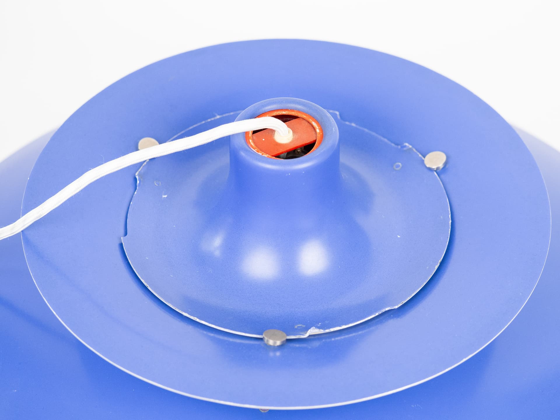 Pendant Lamp PH 5, blue and white aluminum, by P. Henningsen, Louis Poulsen, Denmark, 1980s. - 332347