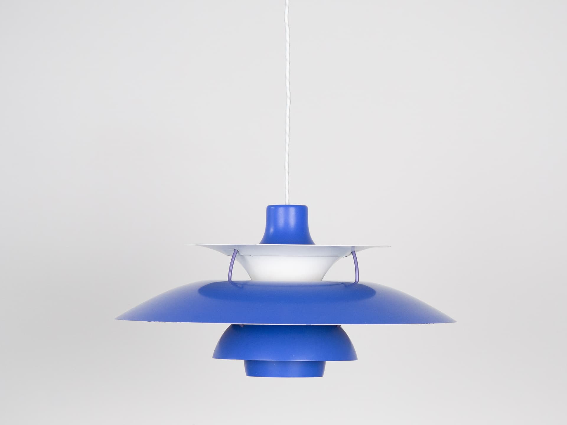 Pendant Lamp PH 5, blue and white aluminum, by P. Henningsen, Louis Poulsen, Denmark, 1980s. - 332336
