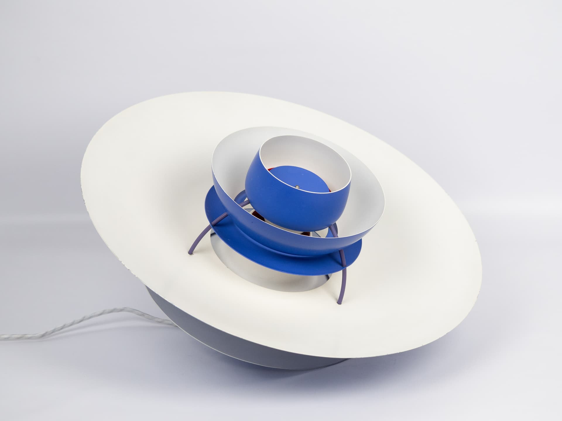 Pendant Lamp PH 5, blue and white aluminum, by P. Henningsen, Louis Poulsen, Denmark, 1980s. - 332342