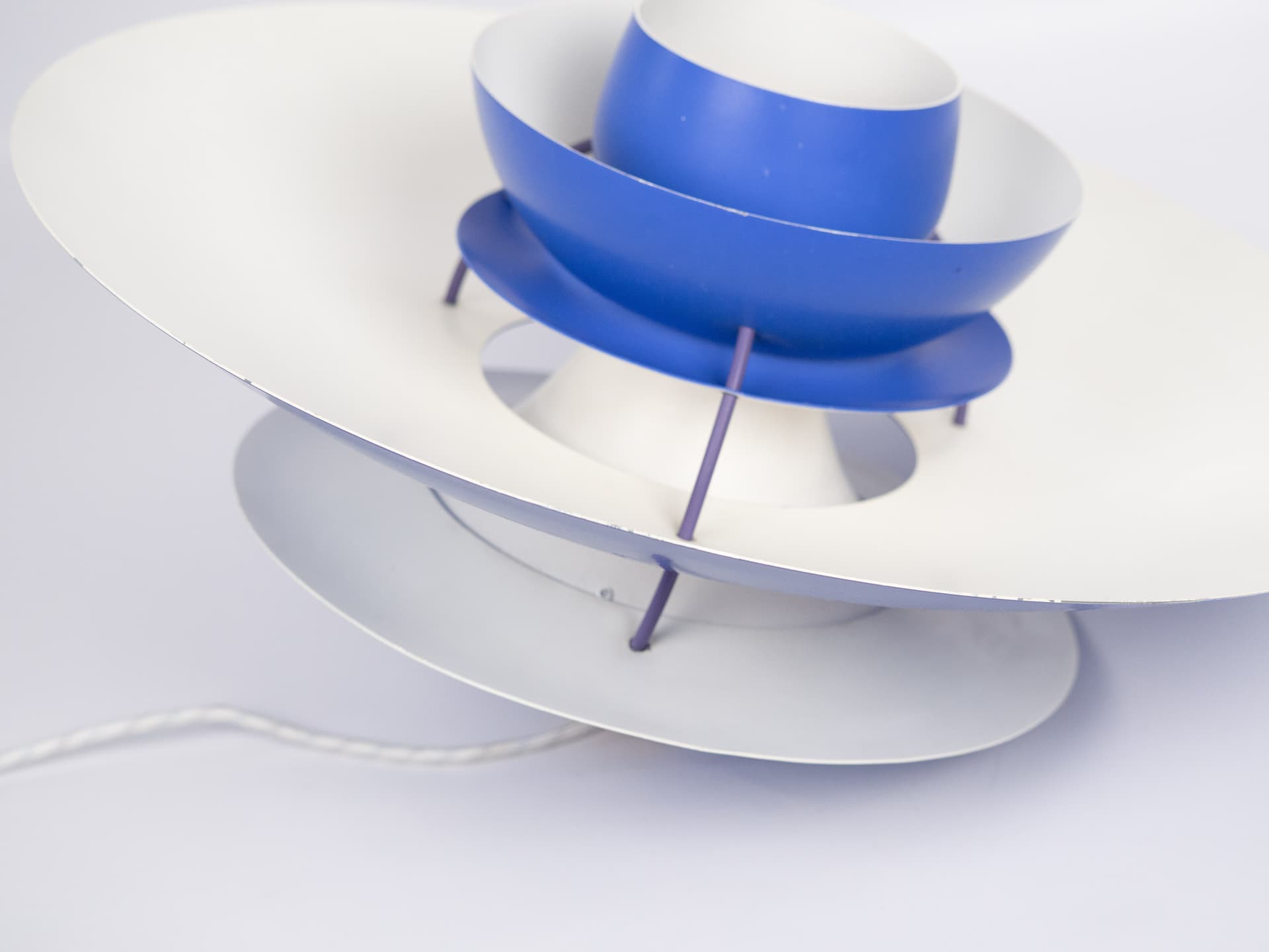 Pendant Lamp PH 5, blue and white aluminum, by P. Henningsen, Louis Poulsen, Denmark, 1980s. - 332346