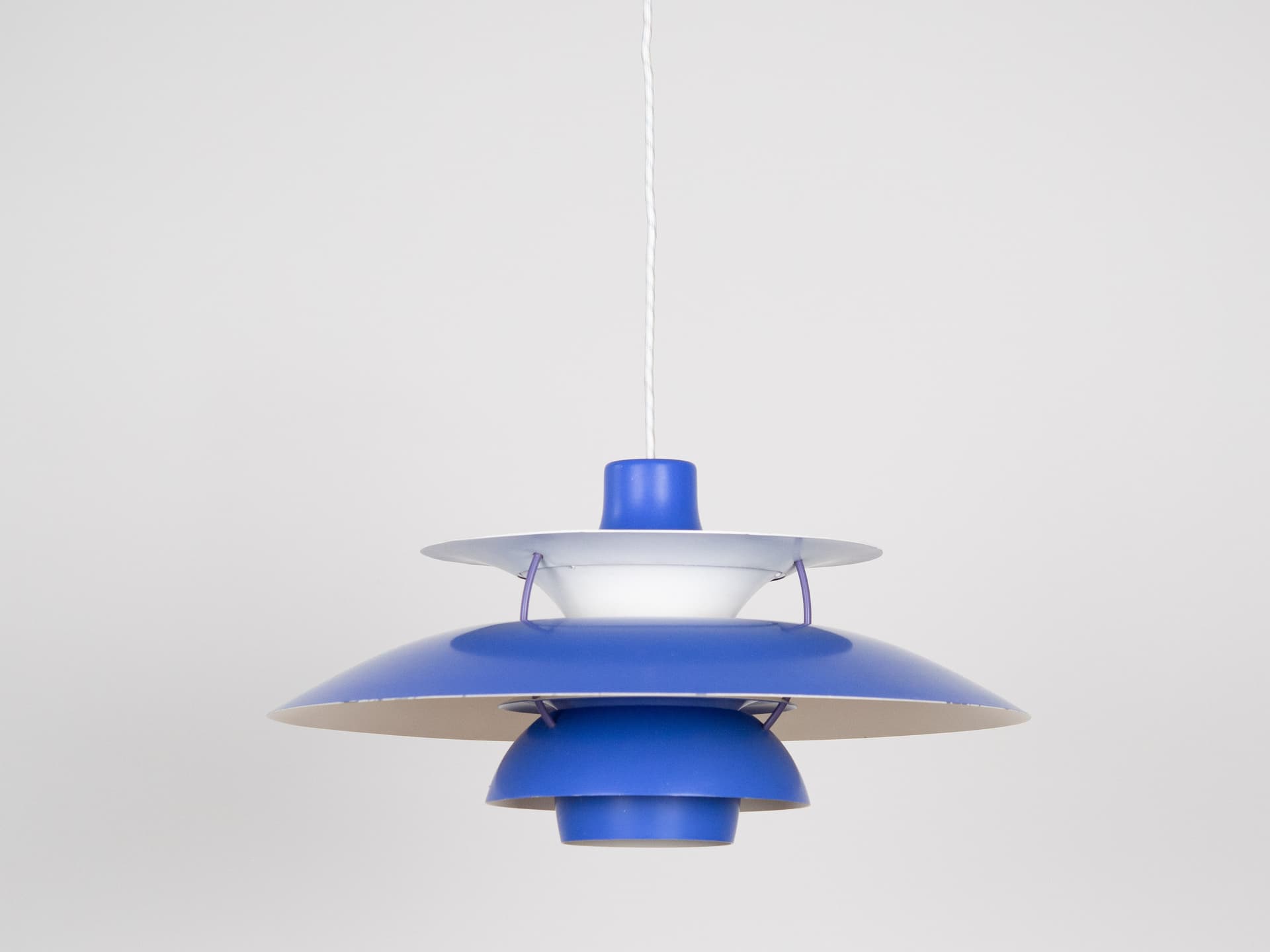 Pendant Lamp PH 5, blue and white aluminum, by P. Henningsen, Louis Poulsen, Denmark, 1980s. - 332338
