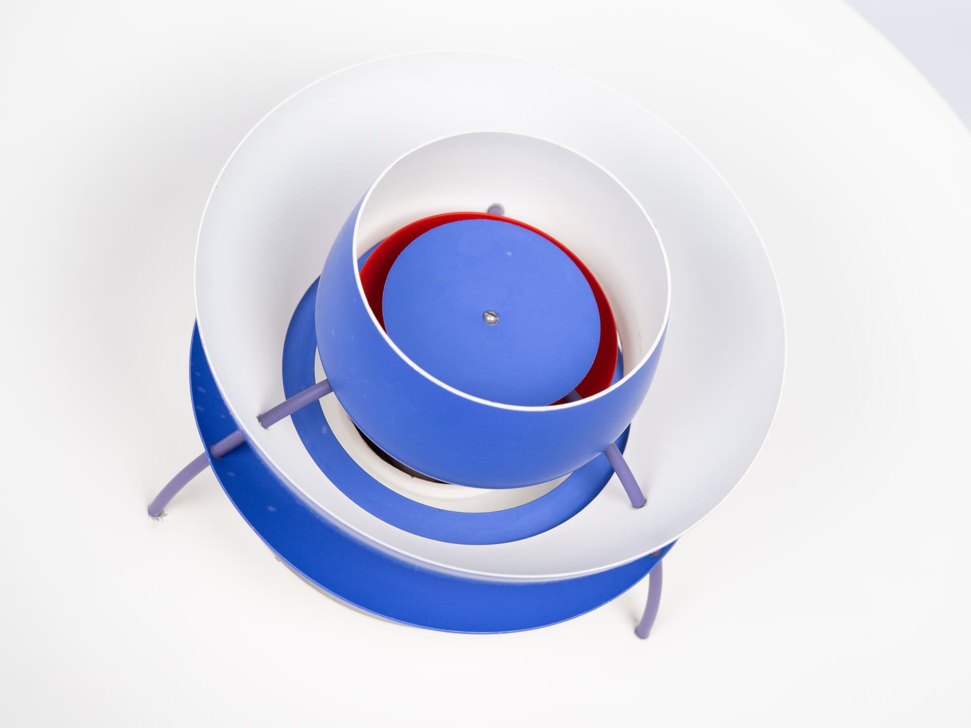 Pendant Lamp PH 5, blue and white aluminum, by P. Henningsen, Louis Poulsen, Denmark, 1980s. - 332344