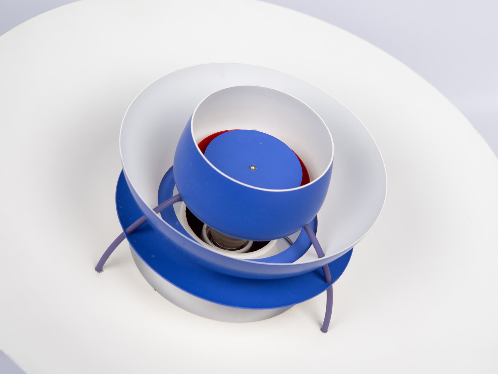 Pendant Lamp PH 5, blue and white aluminum, by P. Henningsen, Louis Poulsen, Denmark, 1980s. - 332343