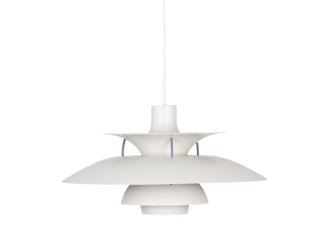 Pendant lamp PH 5, white, metal, by P. Henningsen, Louis Poulsen, Denmark, 1980s. - DIMENSION