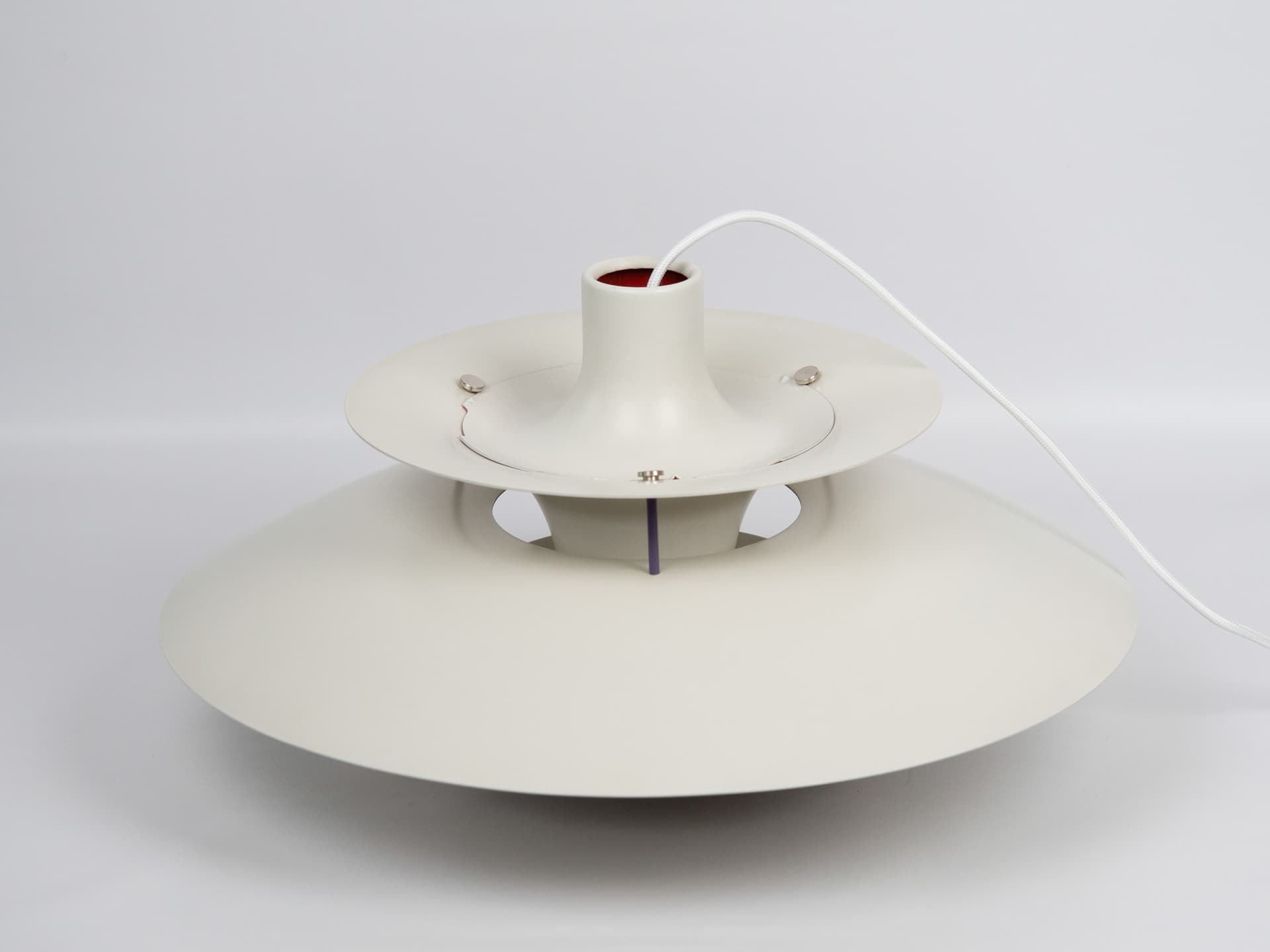 Pendant lamp PH 5, white, metal, by P. Henningsen, Louis Poulsen, Denmark, 1980s. - 332364