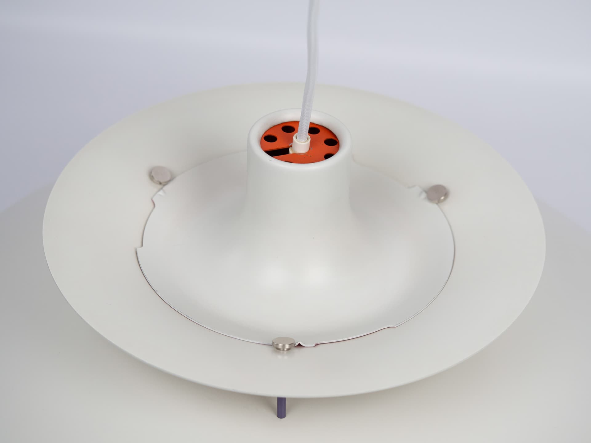 Pendant lamp PH 5, white, metal, by P. Henningsen, Louis Poulsen, Denmark, 1980s. - 332368