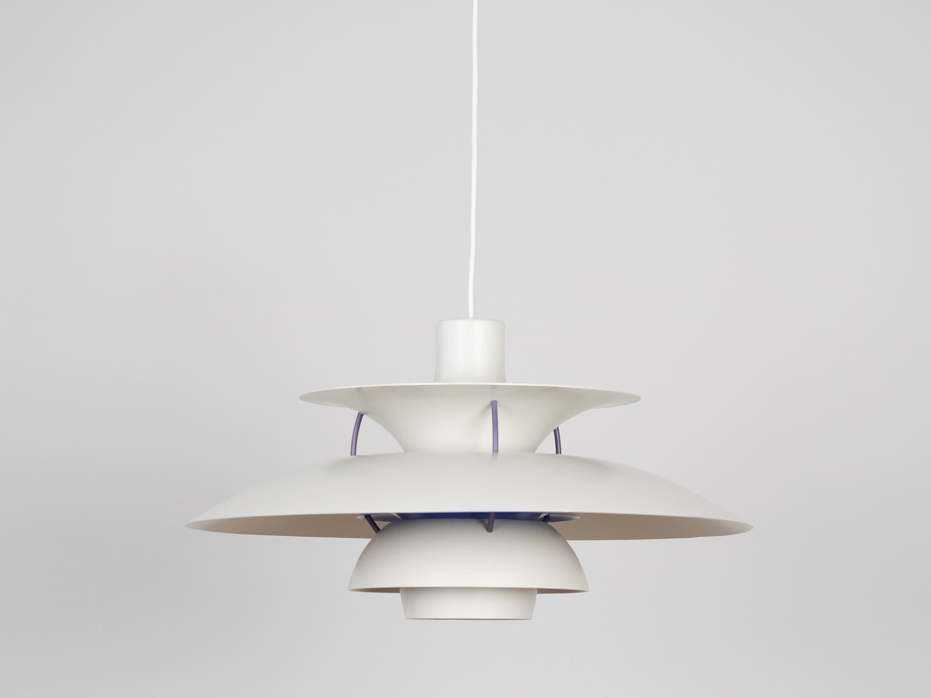Pendant lamp PH 5, white, metal, by P. Henningsen, Louis Poulsen, Denmark, 1980s. - 332363