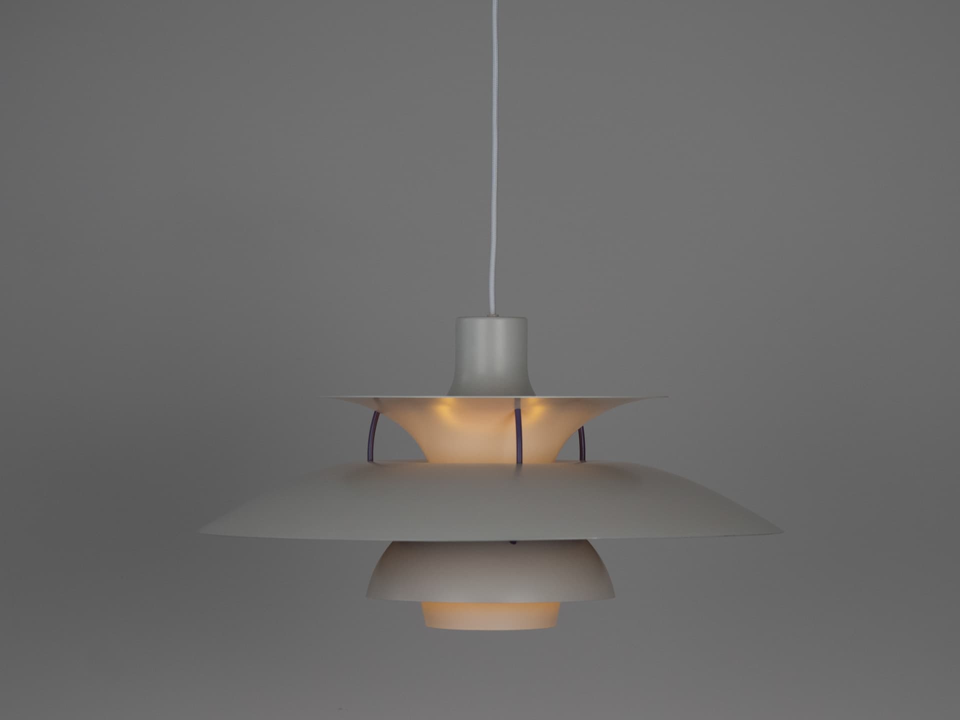 Pendant lamp PH 5, white, metal, by P. Henningsen, Louis Poulsen, Denmark, 1980s. - 332365