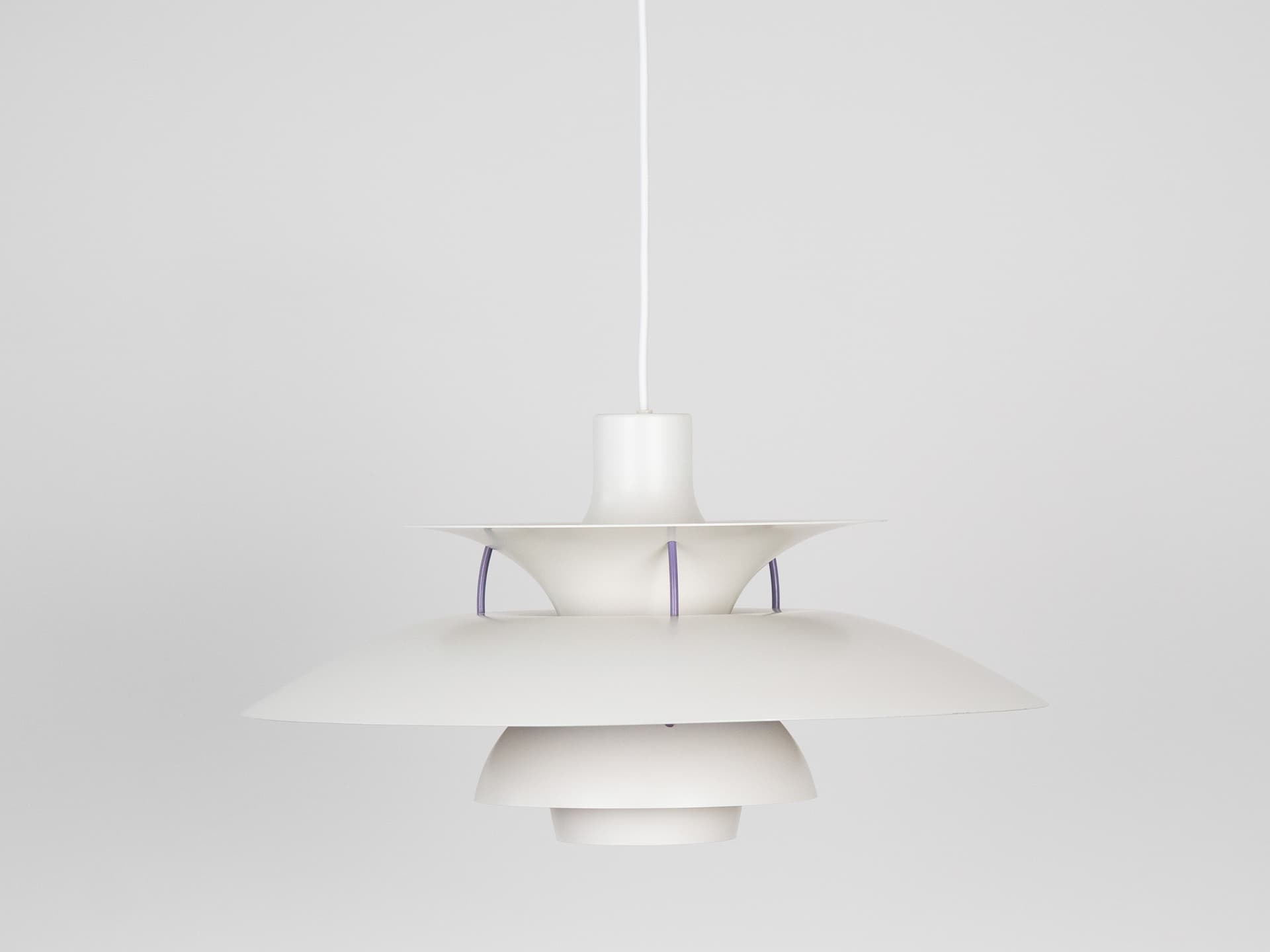 Pendant lamp PH 5, white, metal, by P. Henningsen, Louis Poulsen, Denmark, 1980s. - 332362