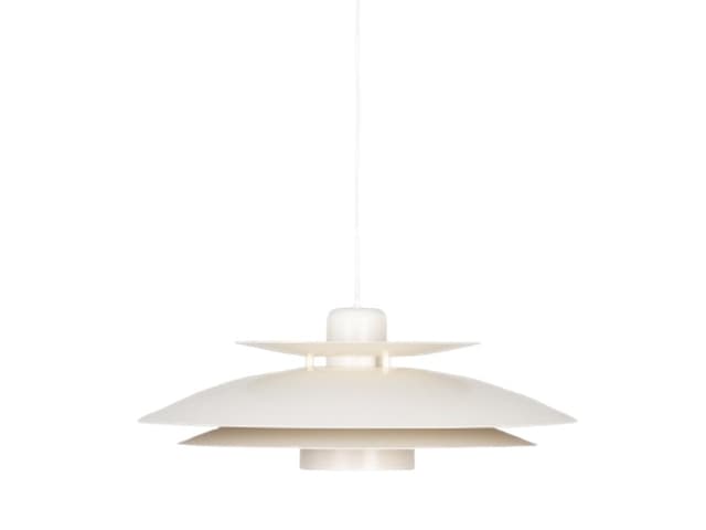 Pendant lamp, white beige brown, aluminum, by K. Wiborg, Jeka, Denmark, 1980s. - DIMENSION