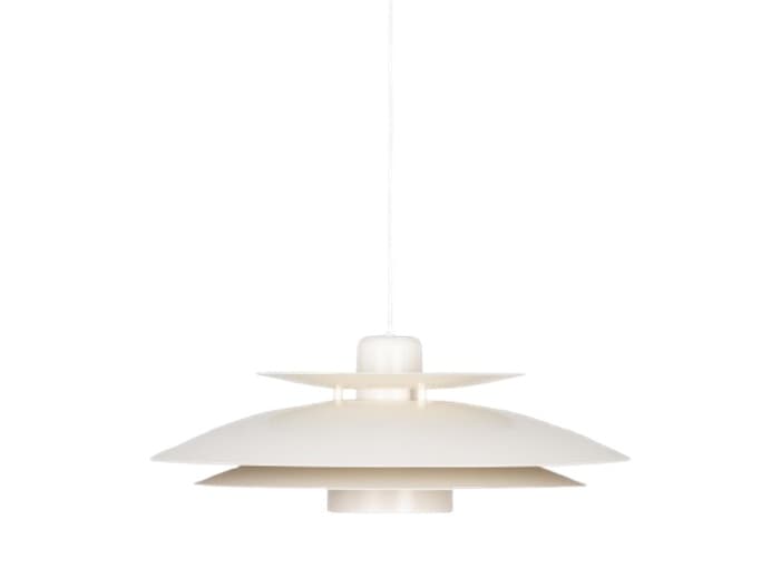 Pendant lamp, white beige brown, aluminum, by K. Wiborg, Jeka, Denmark, 1980s.
