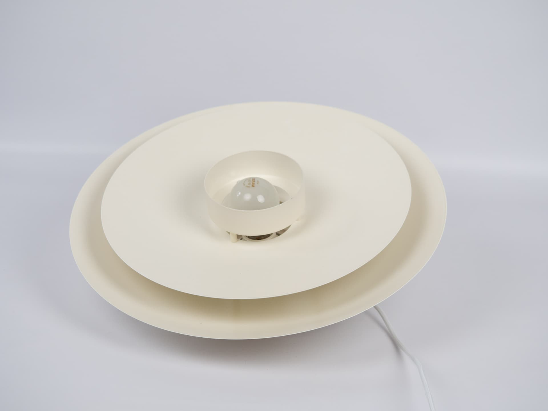 Pendant lamp, white beige brown, aluminum, by K. Wiborg, Jeka, Denmark, 1980s. - 332432