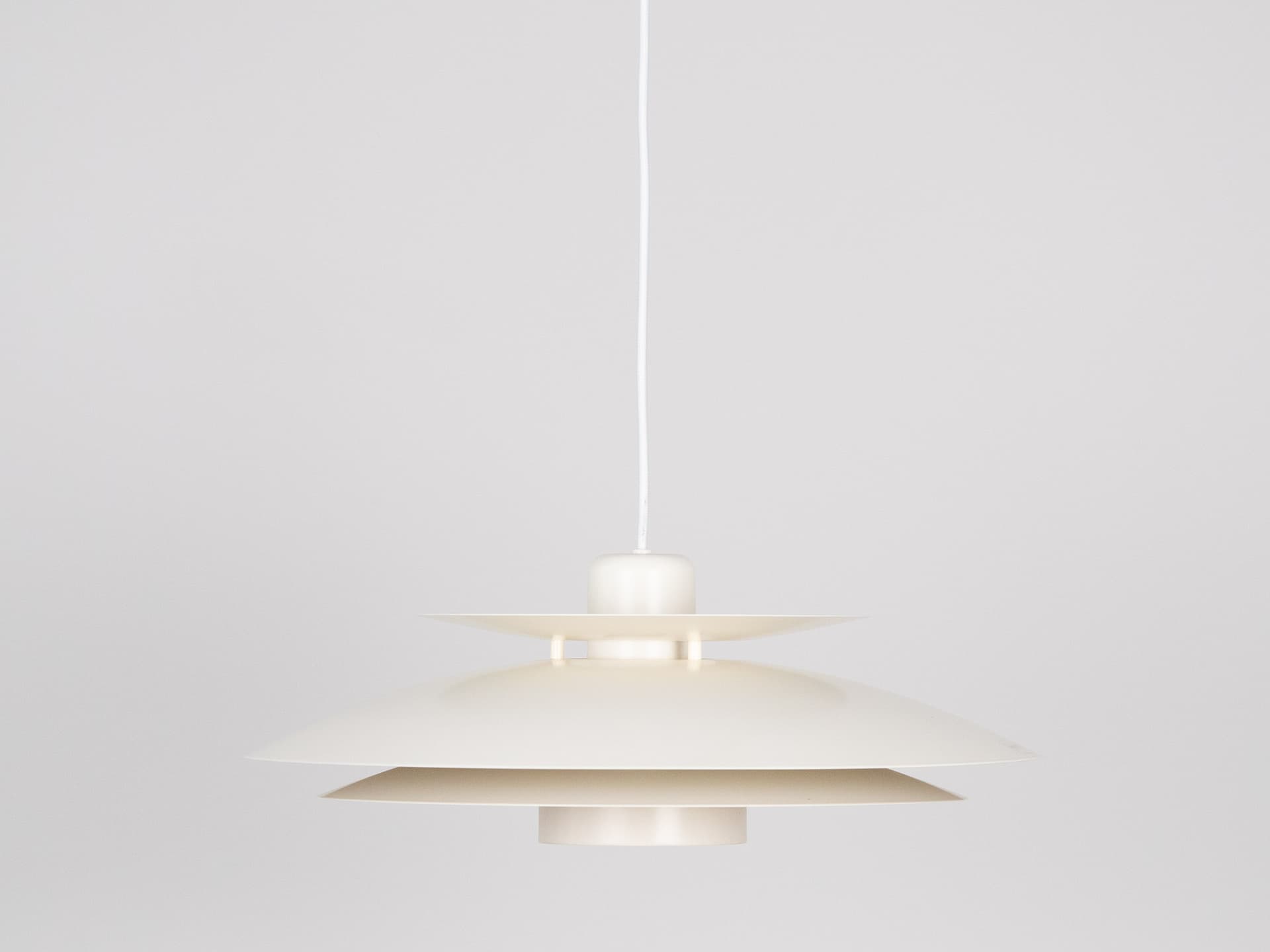 Pendant lamp, white beige brown, aluminum, by K. Wiborg, Jeka, Denmark, 1980s. - 332424
