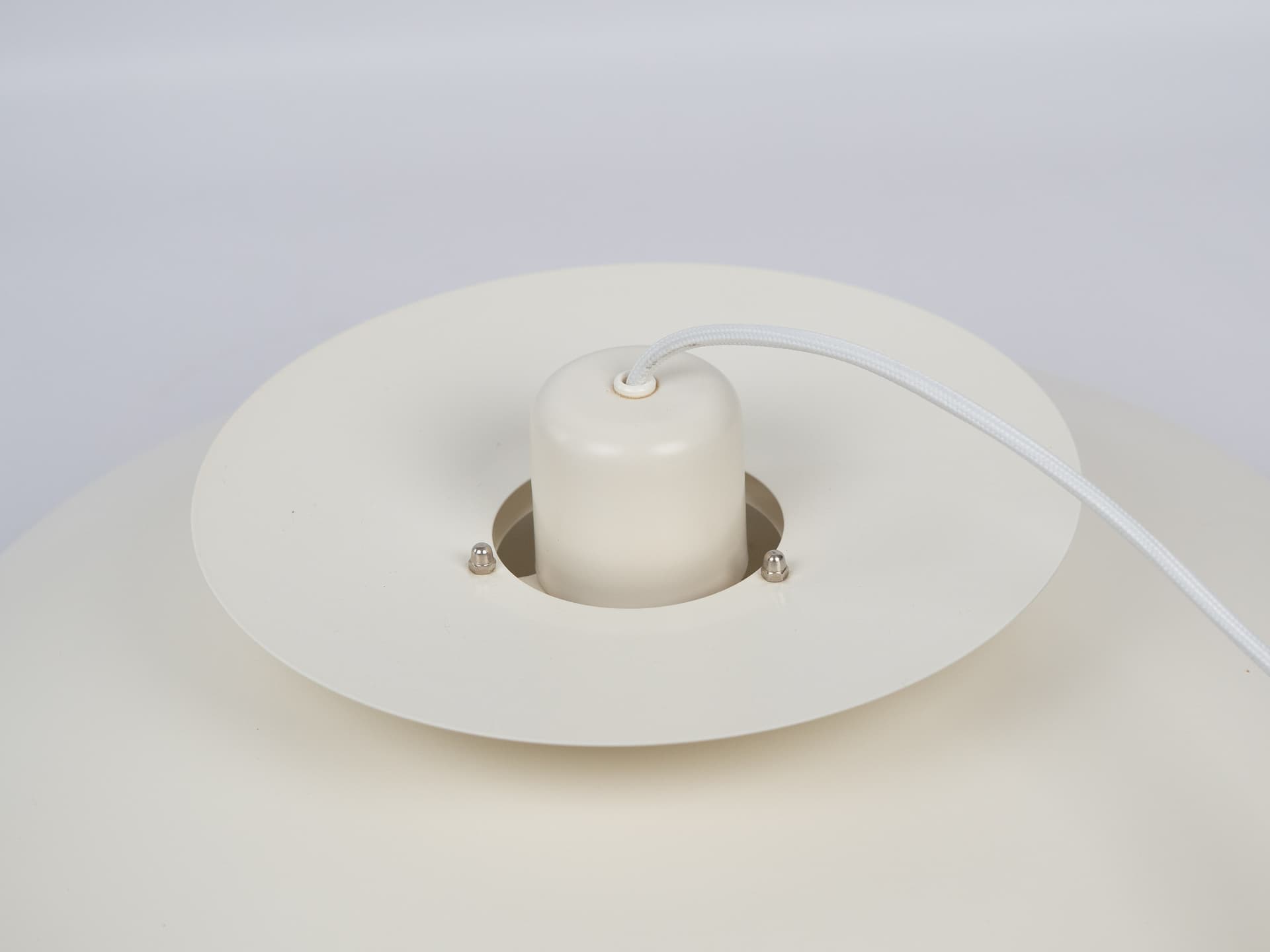 Pendant lamp, white beige brown, aluminum, by K. Wiborg, Jeka, Denmark, 1980s. - 332429