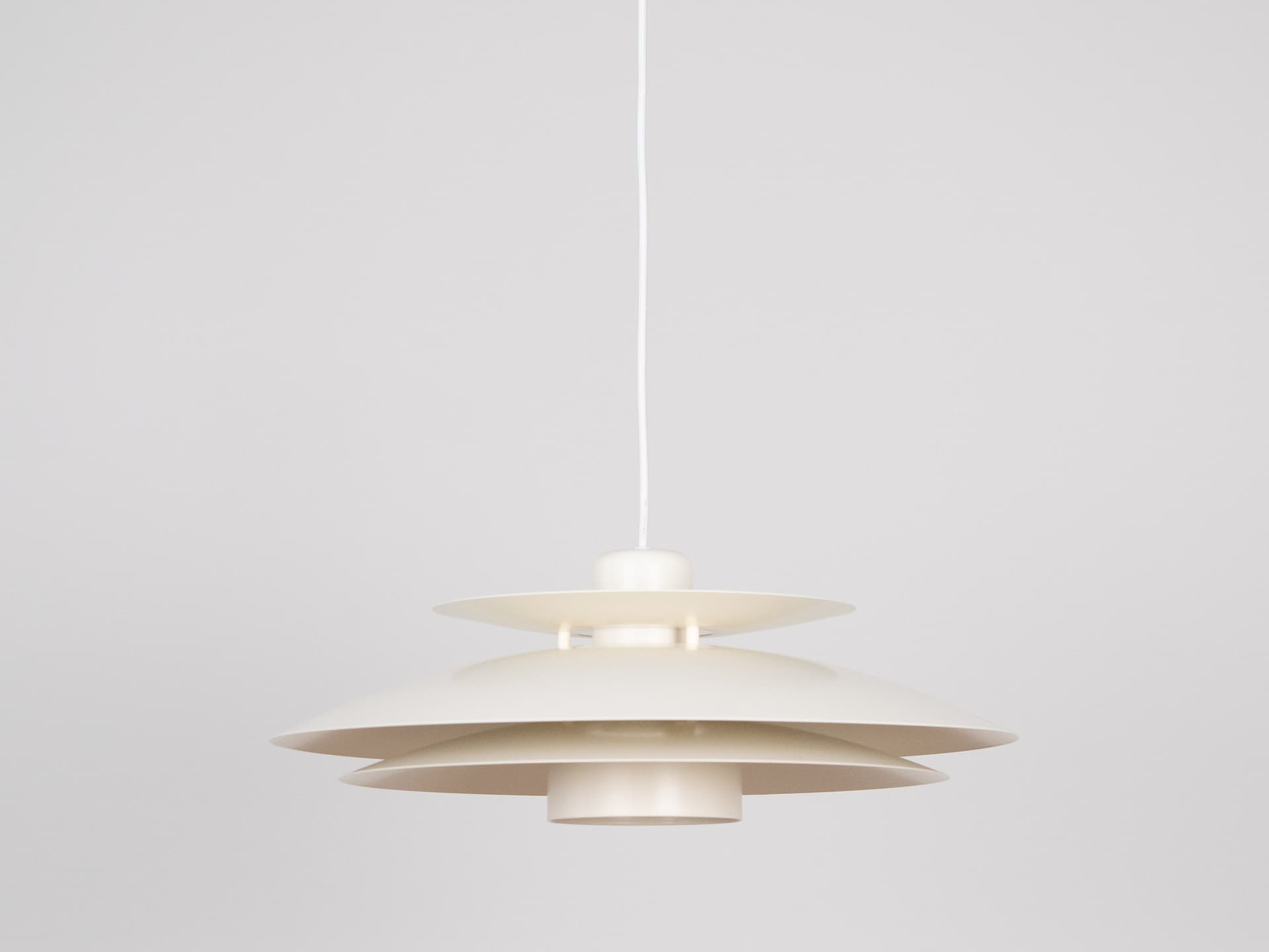 Pendant lamp, white beige brown, aluminum, by K. Wiborg, Jeka, Denmark, 1980s. - 332427