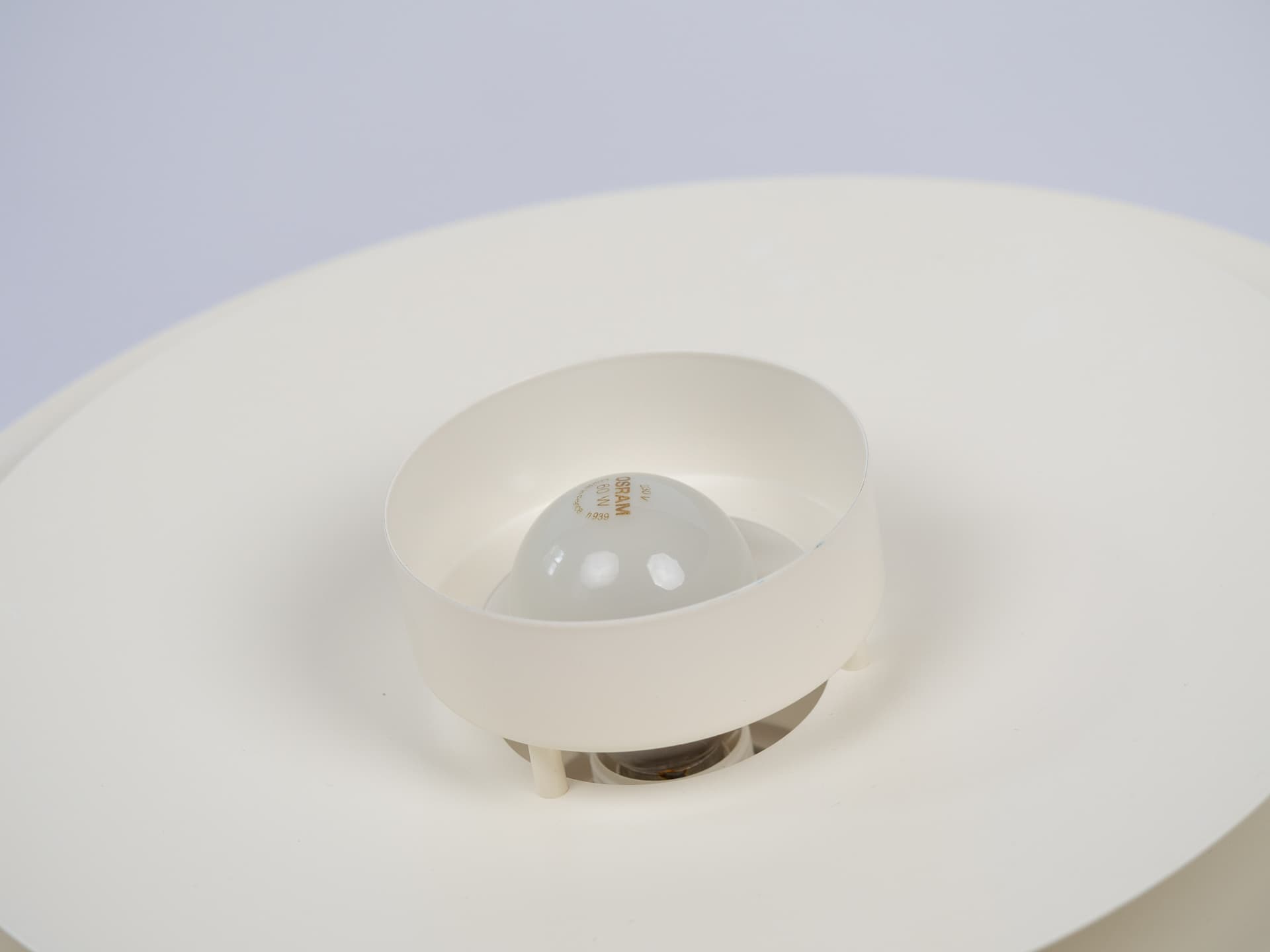 Pendant lamp, white beige brown, aluminum, by K. Wiborg, Jeka, Denmark, 1980s. - 332433