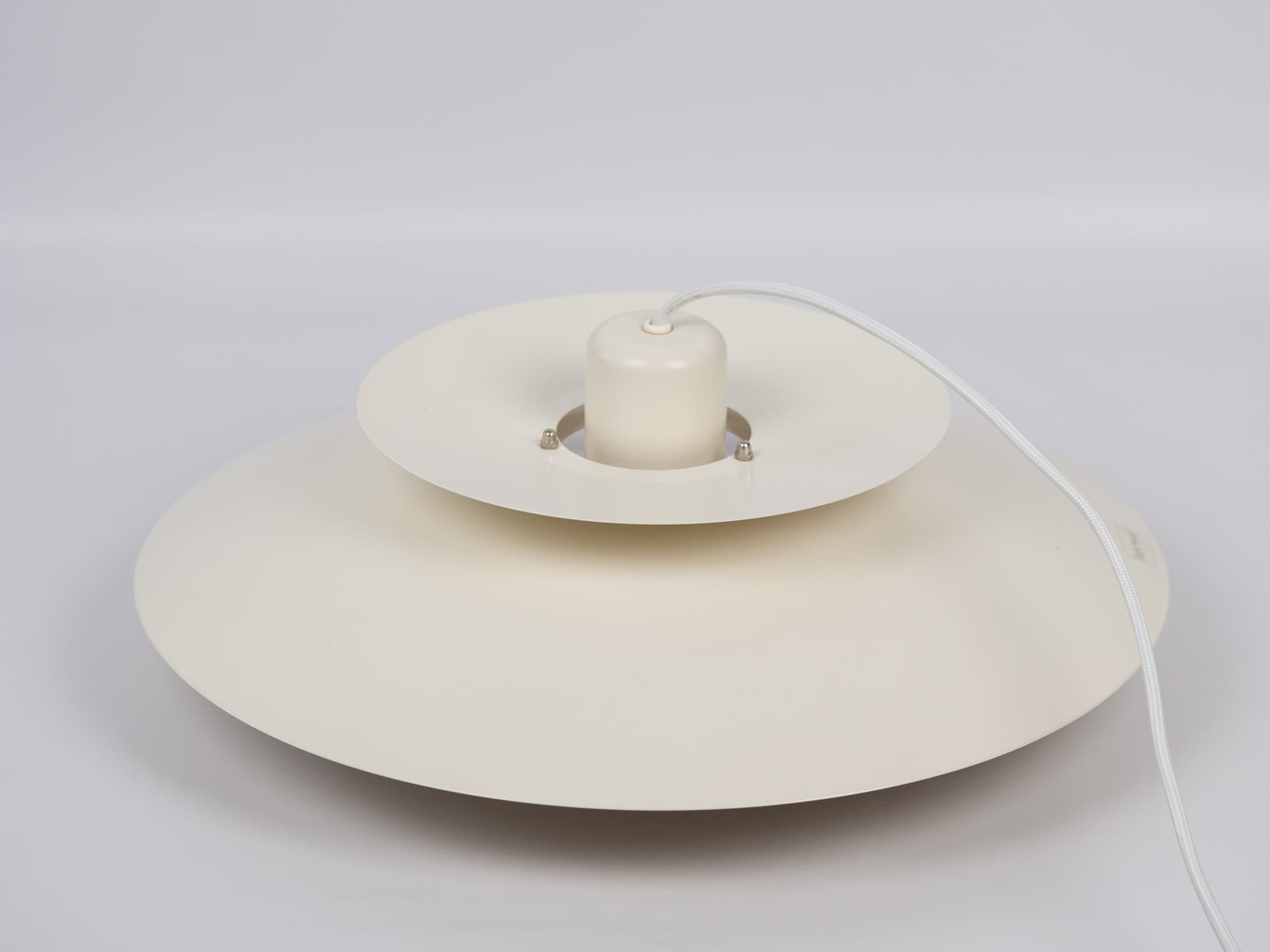 Pendant lamp, white beige brown, aluminum, by K. Wiborg, Jeka, Denmark, 1980s. - 332428