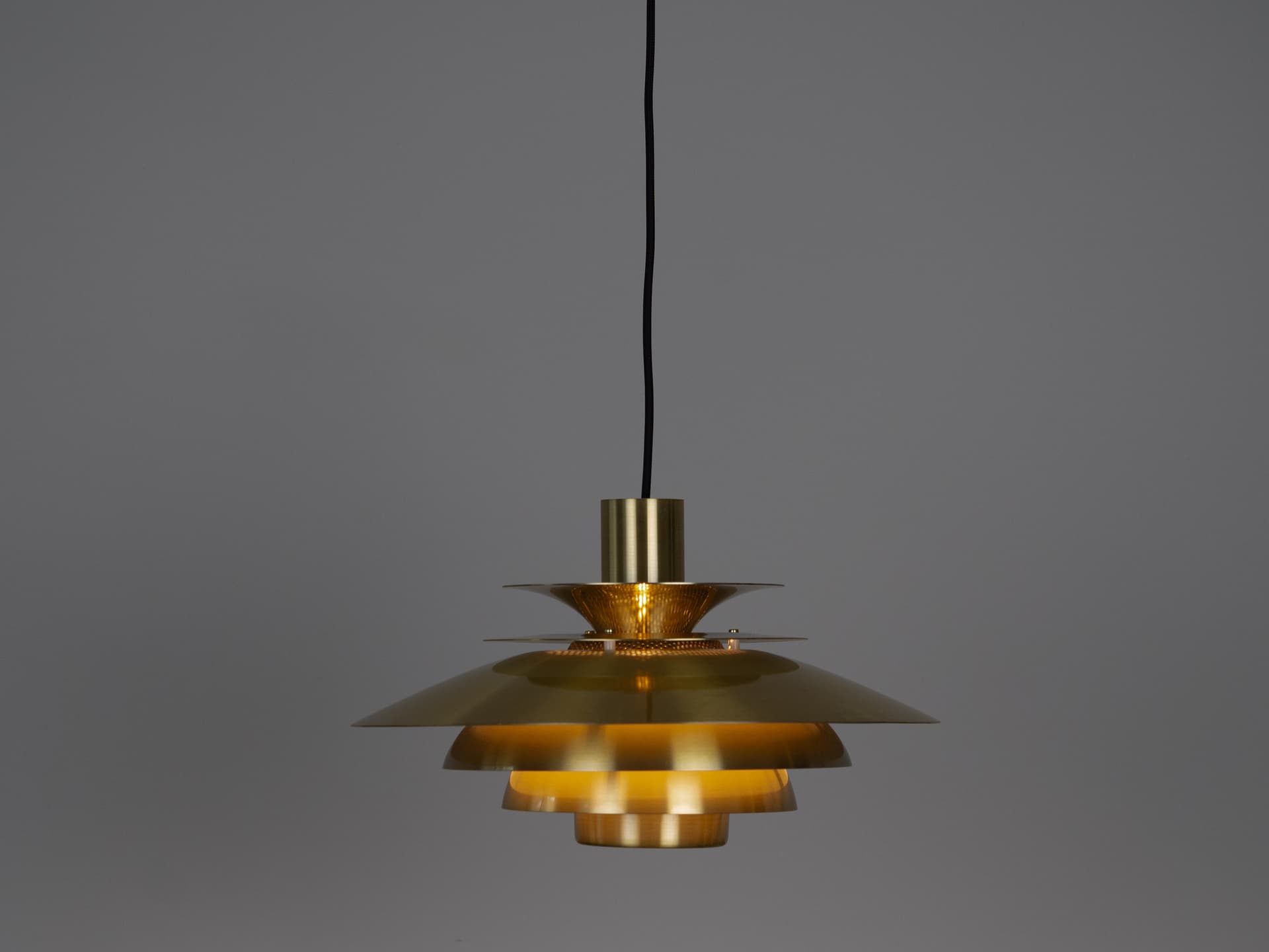 Pendant Lamp Verona, gold aluminium, by K. Wiborg, Jeka, Denmark, 1980s. - 332451