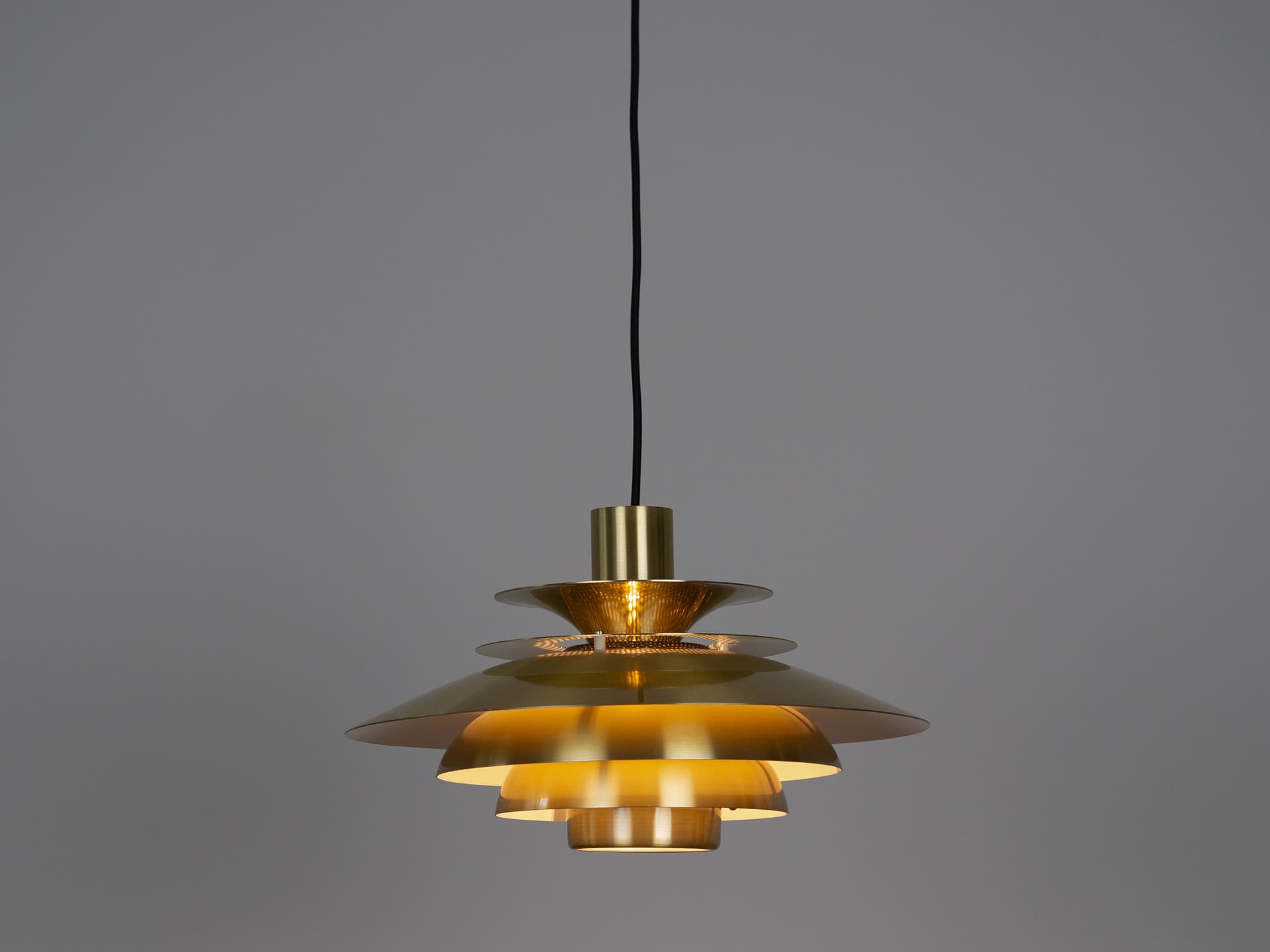Pendant Lamp Verona, gold aluminium, by K. Wiborg, Jeka, Denmark, 1980s. - 332452