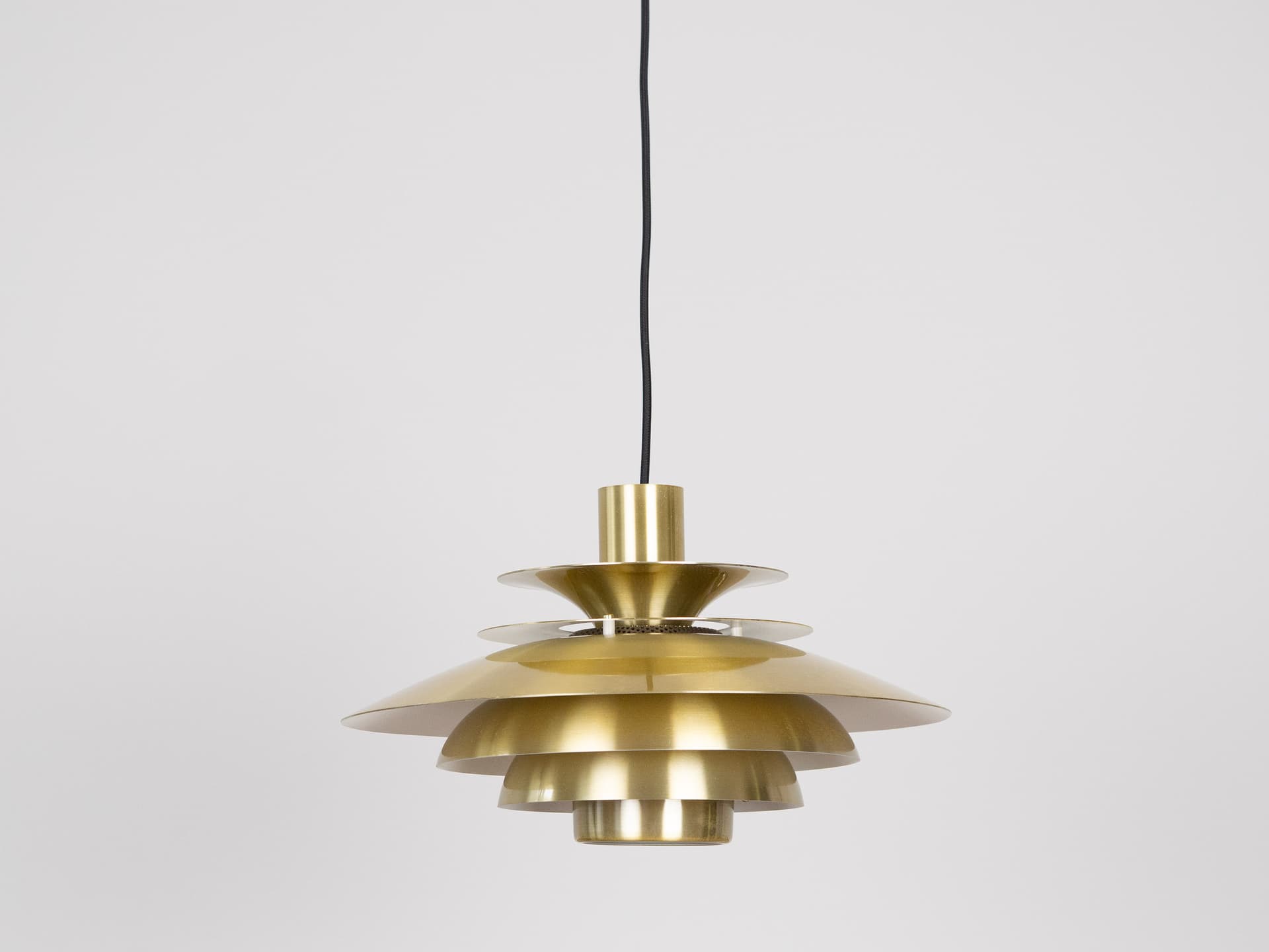 Pendant Lamp Verona, gold aluminium, by K. Wiborg, Jeka, Denmark, 1980s. - 332449