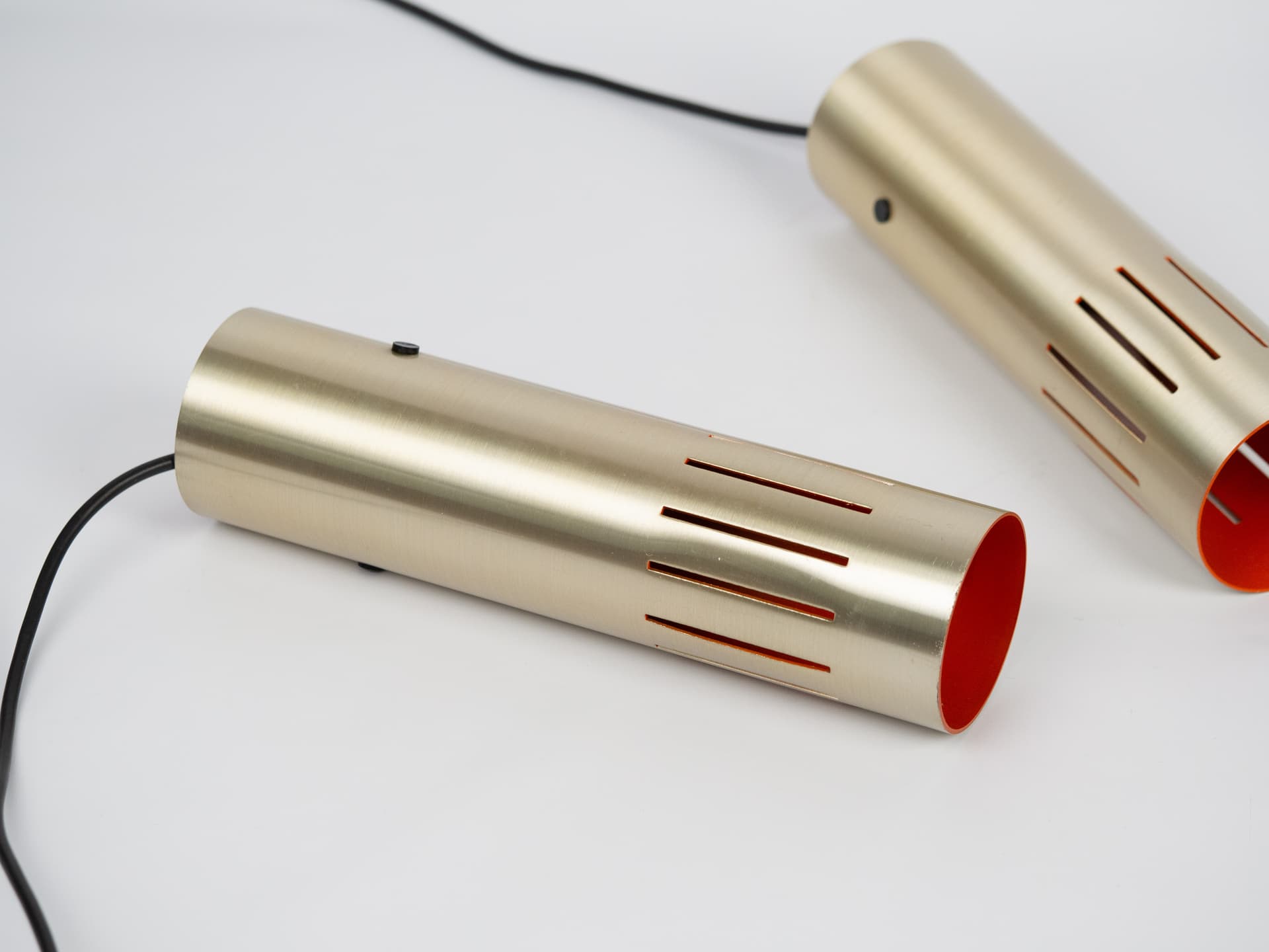Set of three pendant lamps Etna, gold brass, black aluminium, by J. Hammerborg, Fog & Mørup, Denmark, 1960s. - 332503