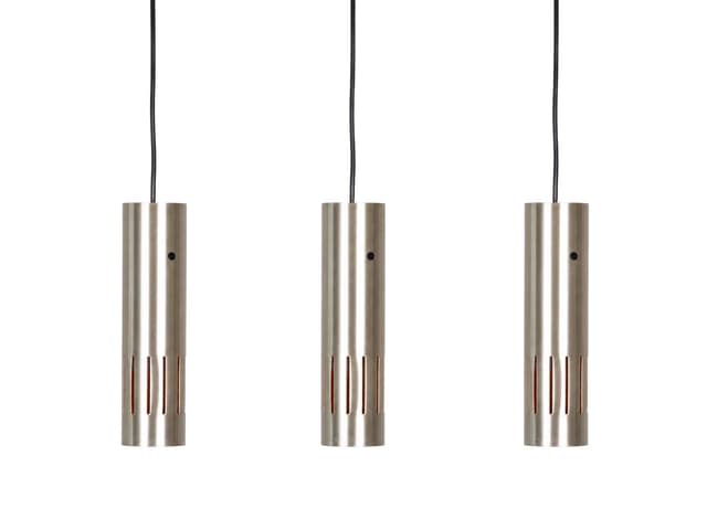 Set of three pendant lamps Etna, gold brass, black aluminium, by J. Hammerborg, Fog & Mørup, Denmark, 1960s. - DIMENSION
