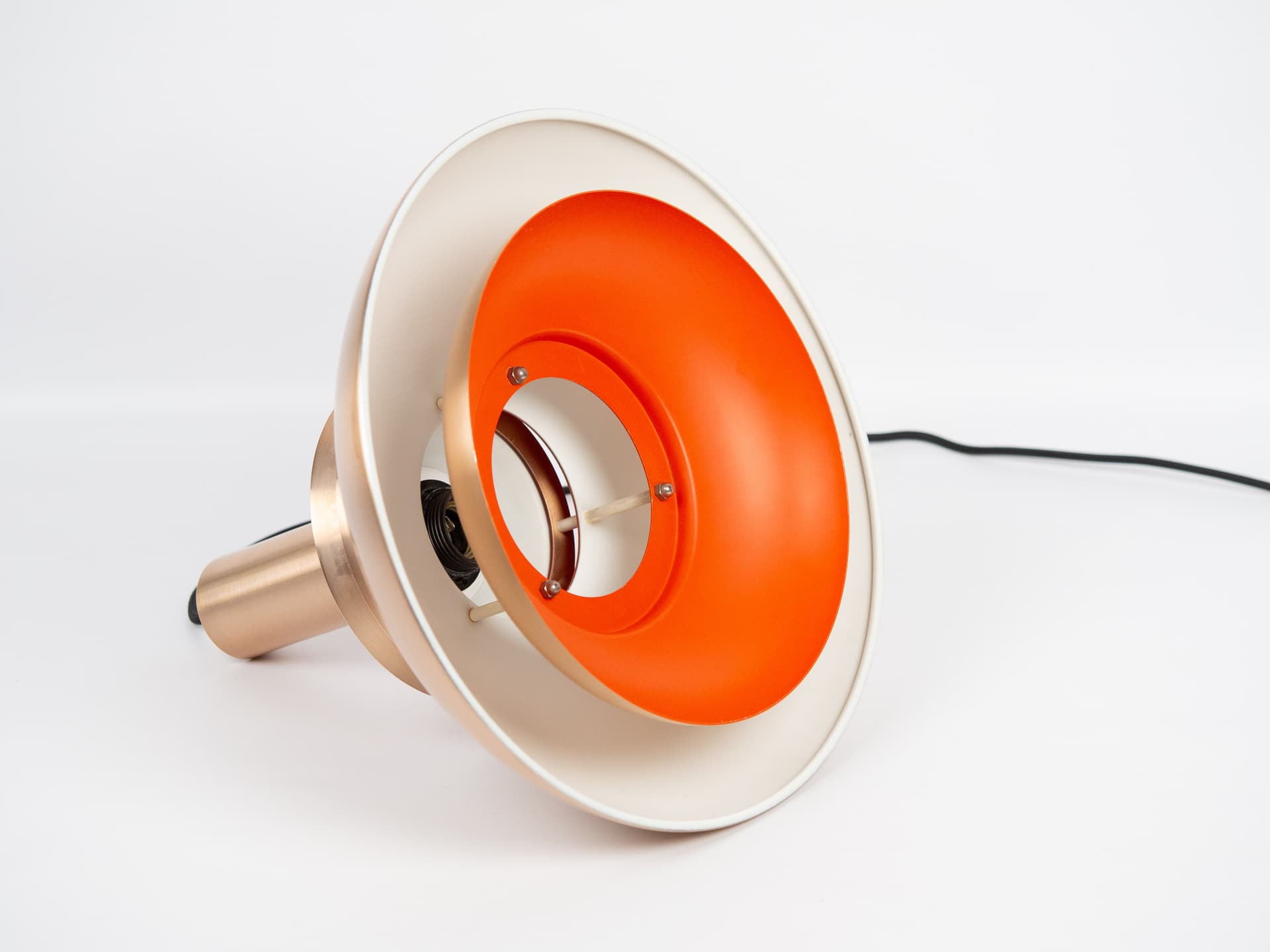 Pendant lamp, gold white, aluminum copper, by B. Nordsted, Denmark, 1970s. - 332531