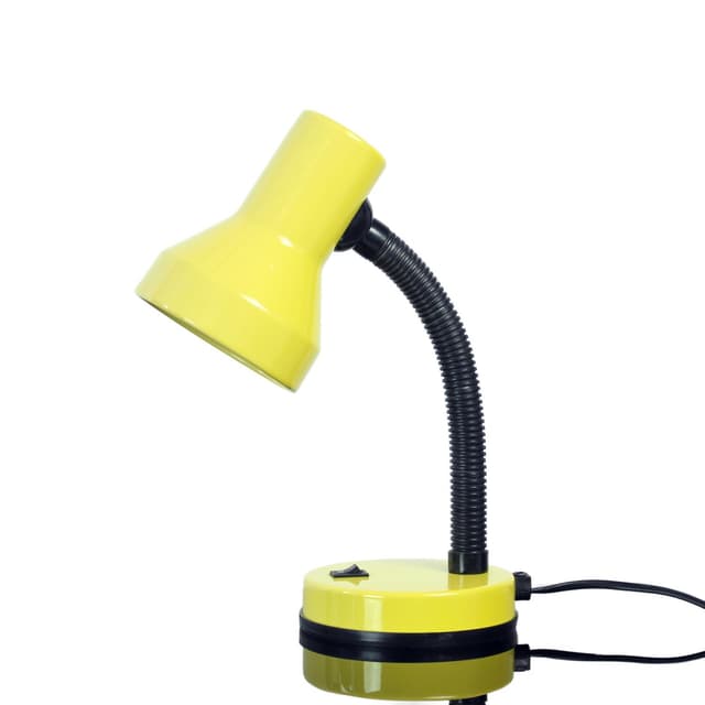 Lampka biurkowa Baby 2, żółty metal, czarny plastik, Rendi, Czechosłowacja, lata 80. - WYMIARY