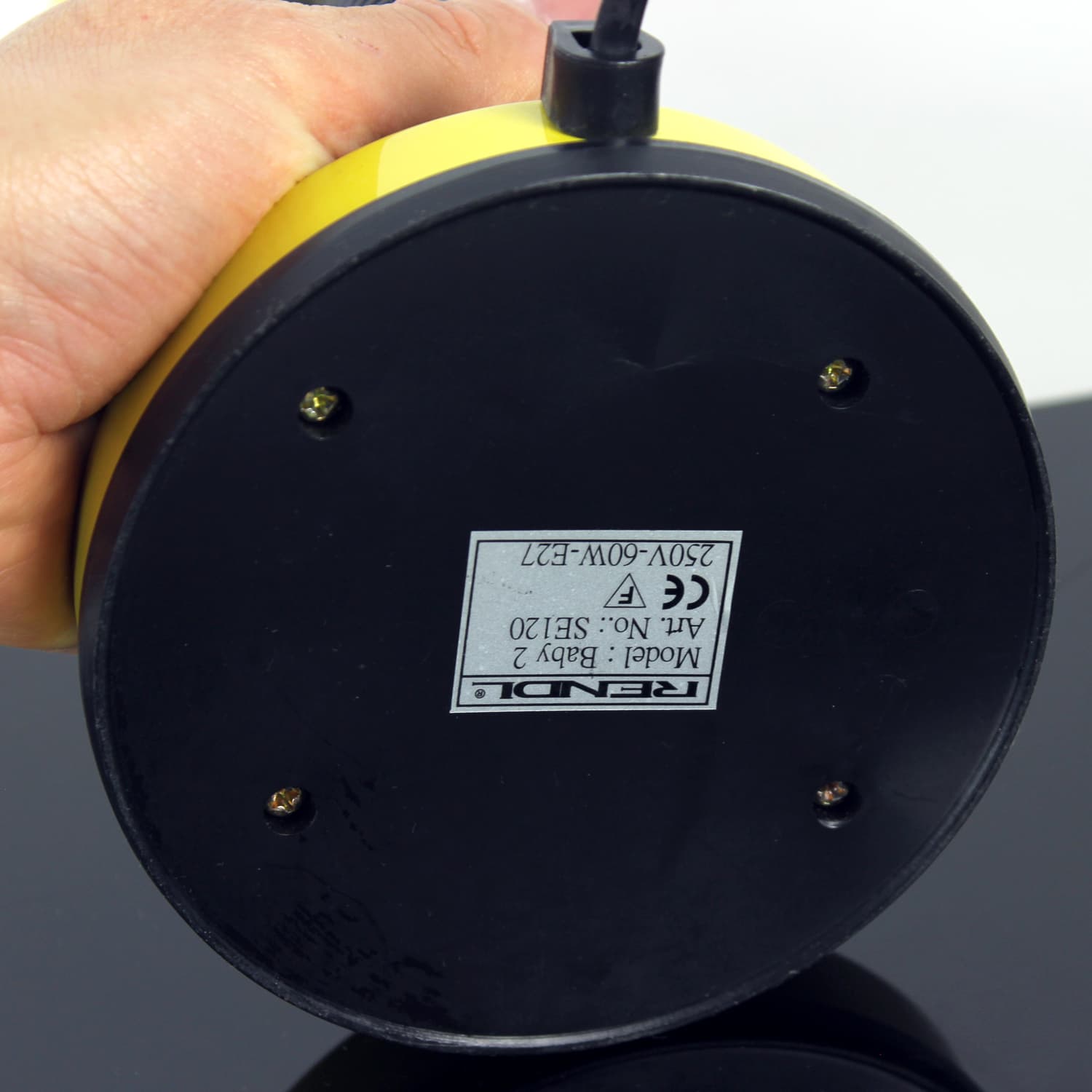 Lampka biurkowa Baby 2, żółty metal, czarny plastik, Rendi, Czechosłowacja, lata 80. - 332570