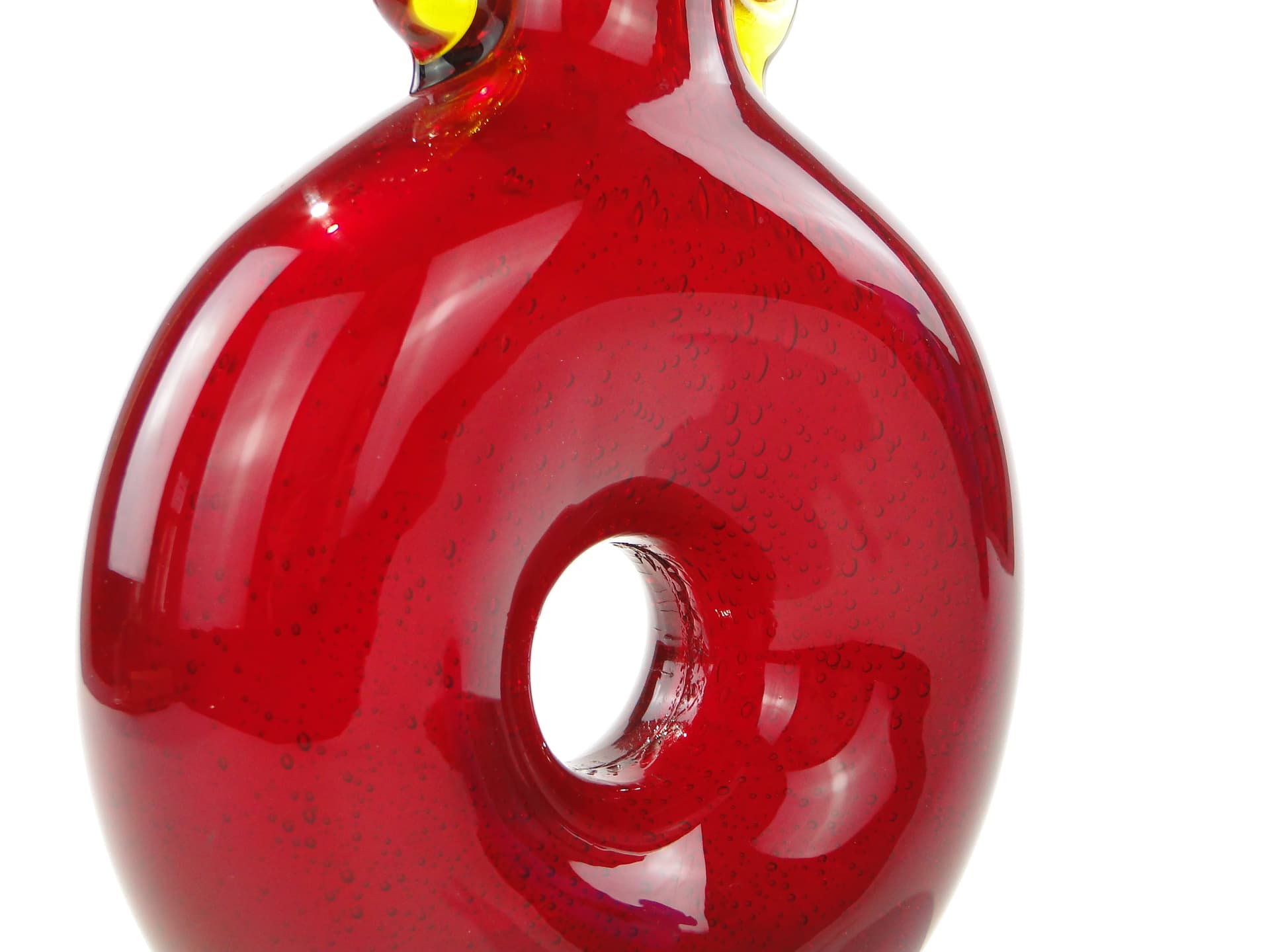 Organic vase, red yellow, glass, by J. Górski, Poland, 1960s. - 332675