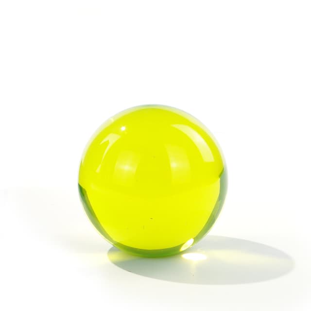 Paperweight Sphere, yellow-green transparent glass, 1960s - DIMENSION