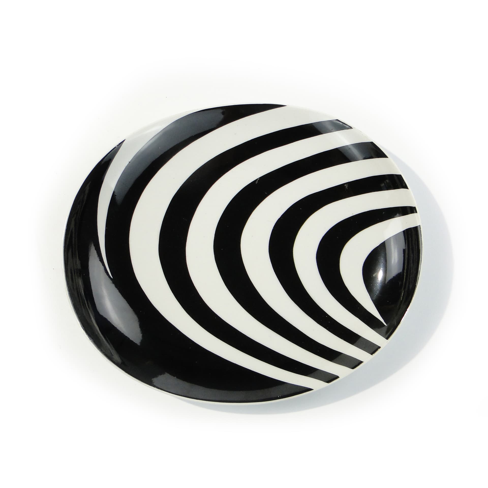 Serving Plate Zebra, black and white, porcelain, Poland, 1940s