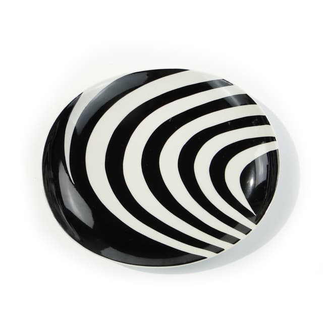 Serving Plate Zebra, black and white, porcelain, Poland, 1940s - DIMENSION