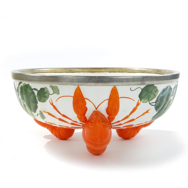 Historicist Serving Bowl, cream red-orange ceramics, France, turn of 19th/20th c. - DIMENSION