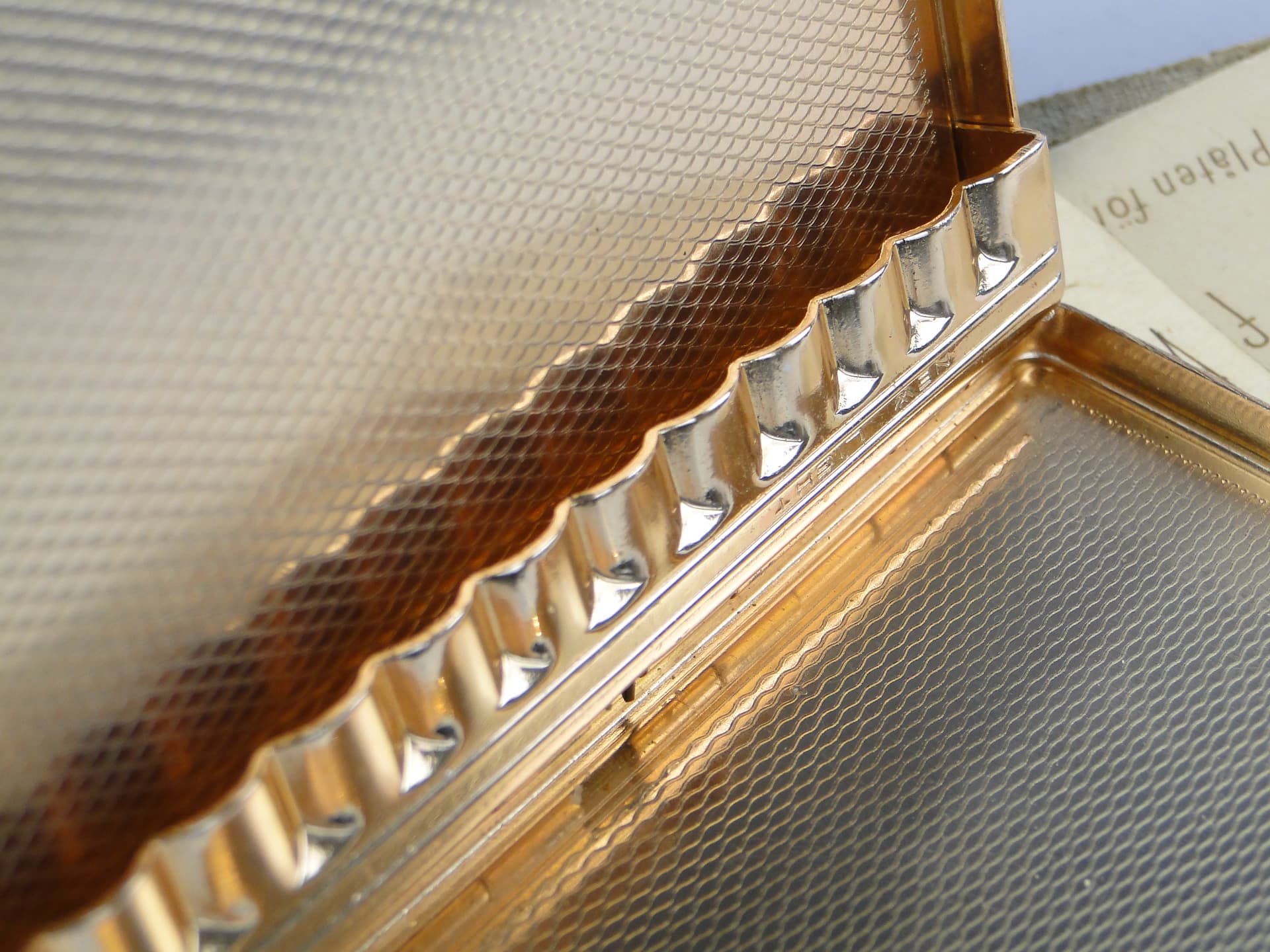 Cigarette case, mosaic, white silver mother-of-pearl, gold metal, mid-century modern, 1950s - 332755