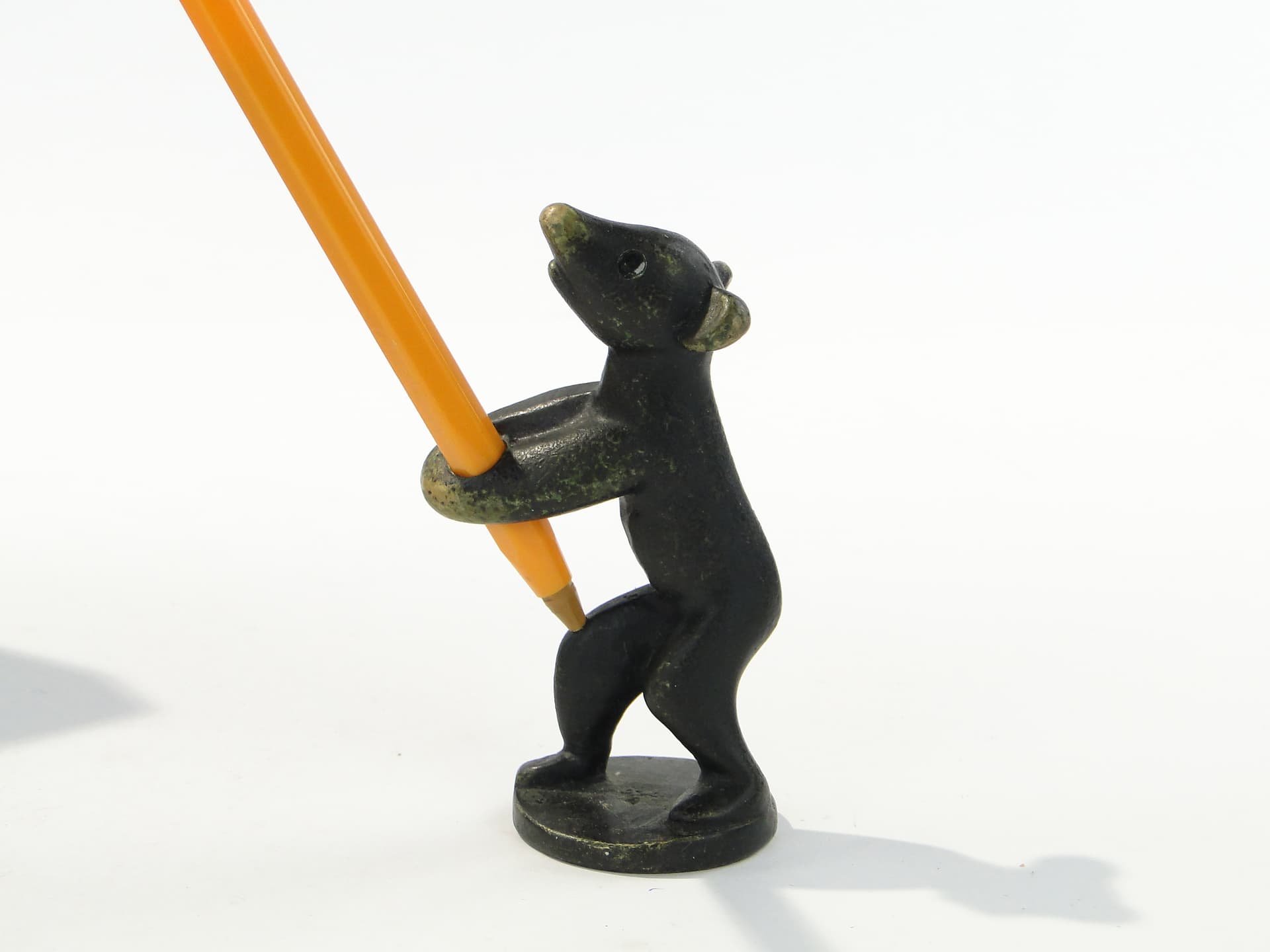 Pen holder Bear, black brass, Austria, 1950s - 332766