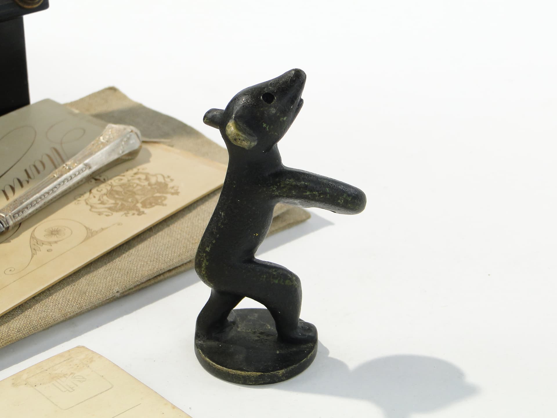 Pen holder Bear, black brass, Austria, 1950s - 332760