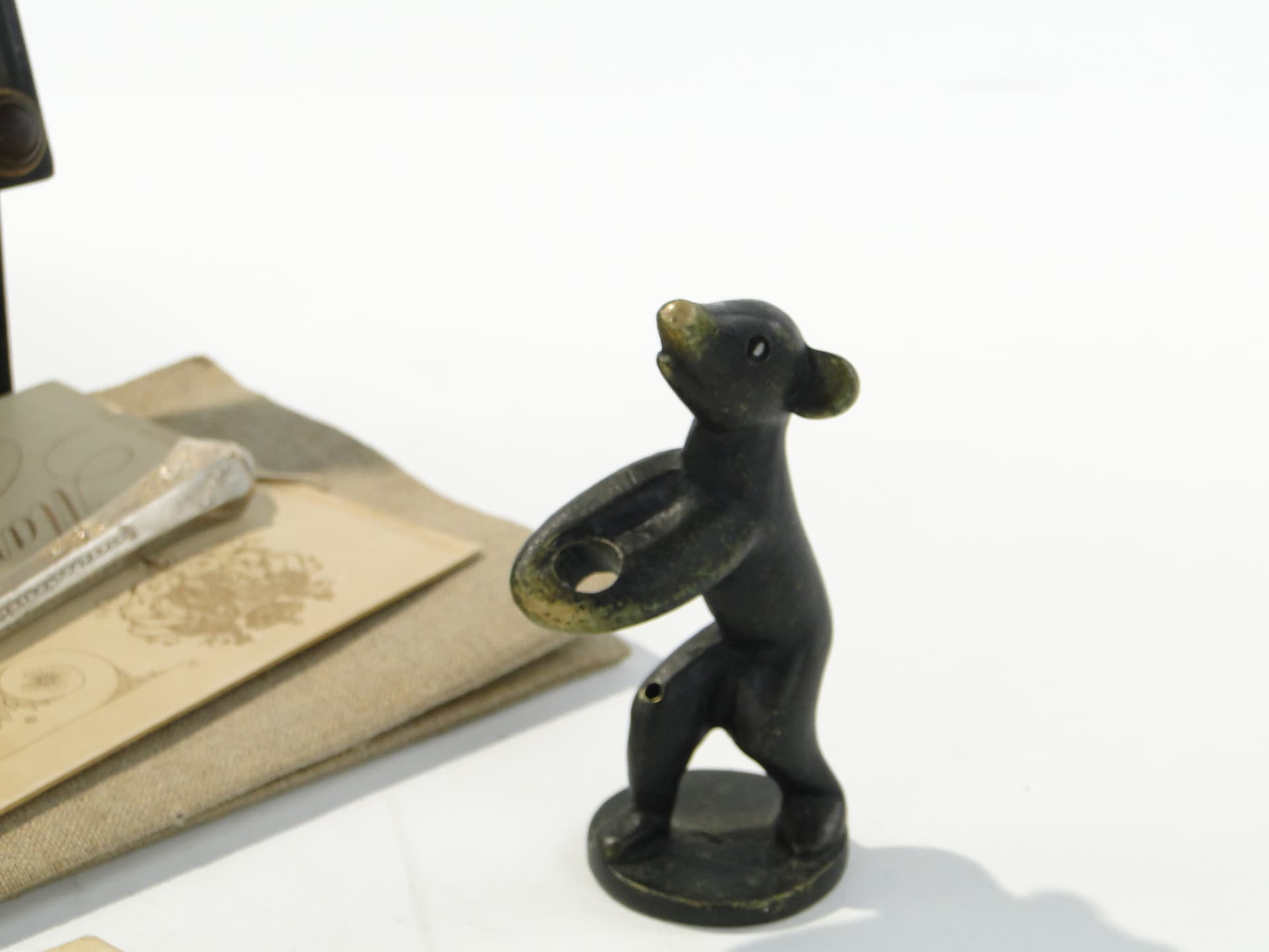 Pen holder Bear, black brass, Austria, 1950s - 332765